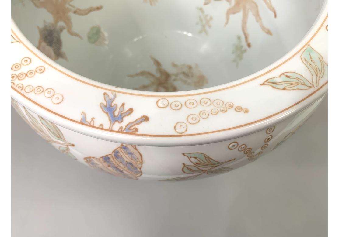 Keramische Muschel Ozeanisch Chinesisch Fisch Schale Jardiniere Pflanzer (Keramik) im Angebot