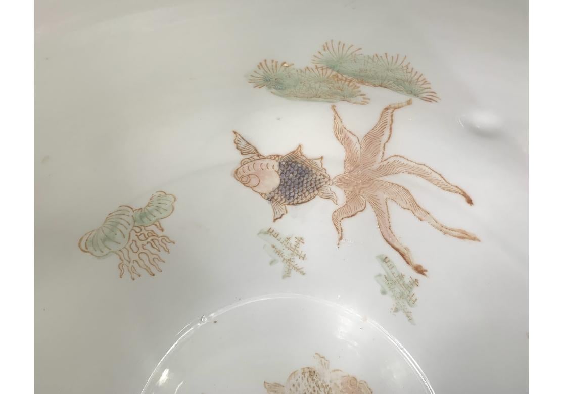 Keramische Muschel Ozeanisch Chinesisch Fisch Schale Jardiniere Pflanzer im Angebot 1