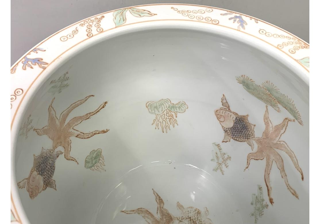 Keramische Muschel Ozeanisch Chinesisch Fisch Schale Jardiniere Pflanzer im Angebot 2