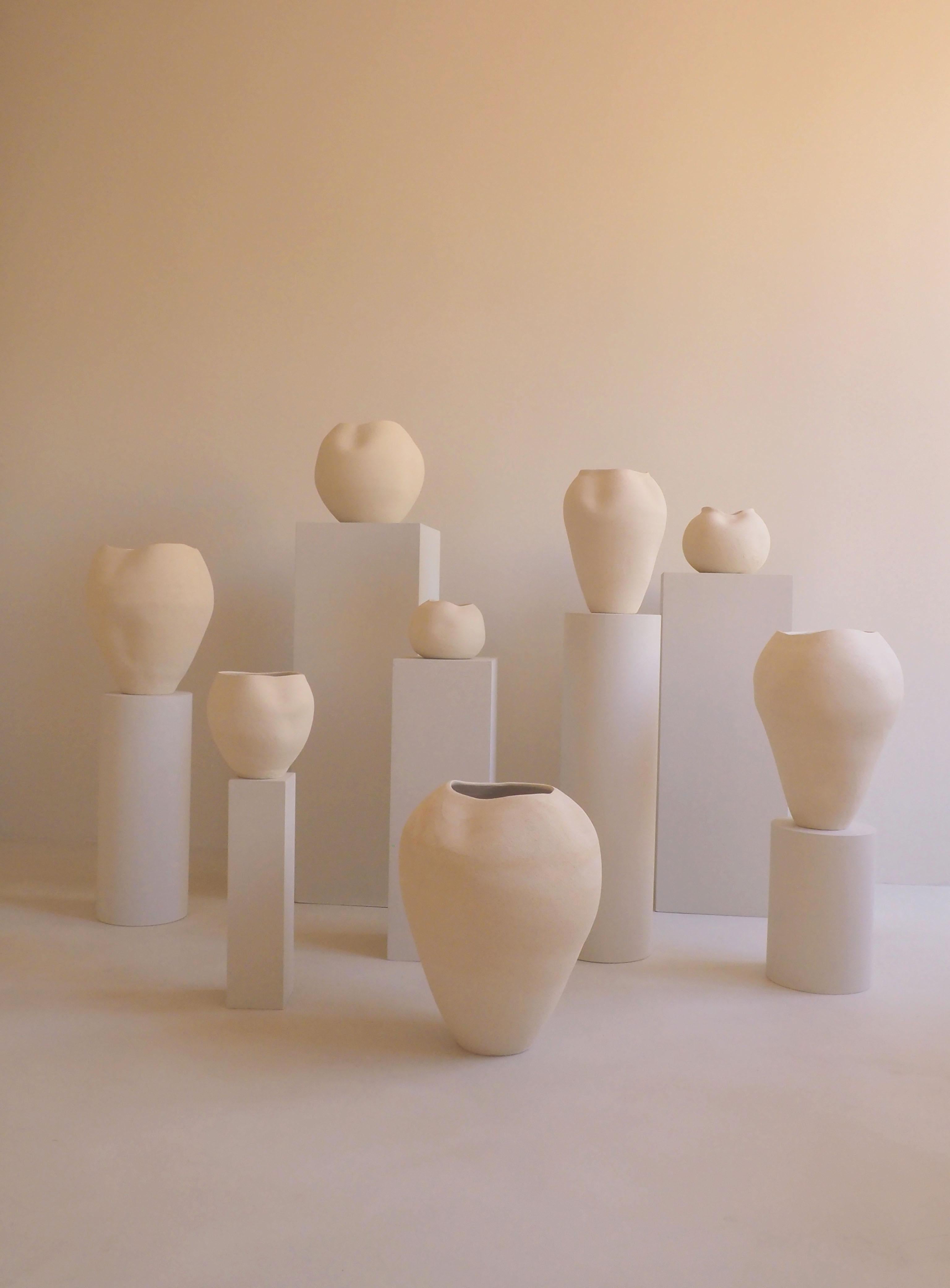 Organic Modern Ceramic Off White Vase - Terra Collection II For Sale