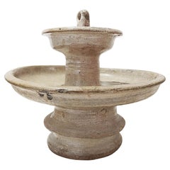 15th Century Hand-Crafted Glazed Stoneware Oil Lamp from Thailand