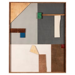 Ceramic on wood collage relief Elements by Natalie Rich-Fernandez, 2024