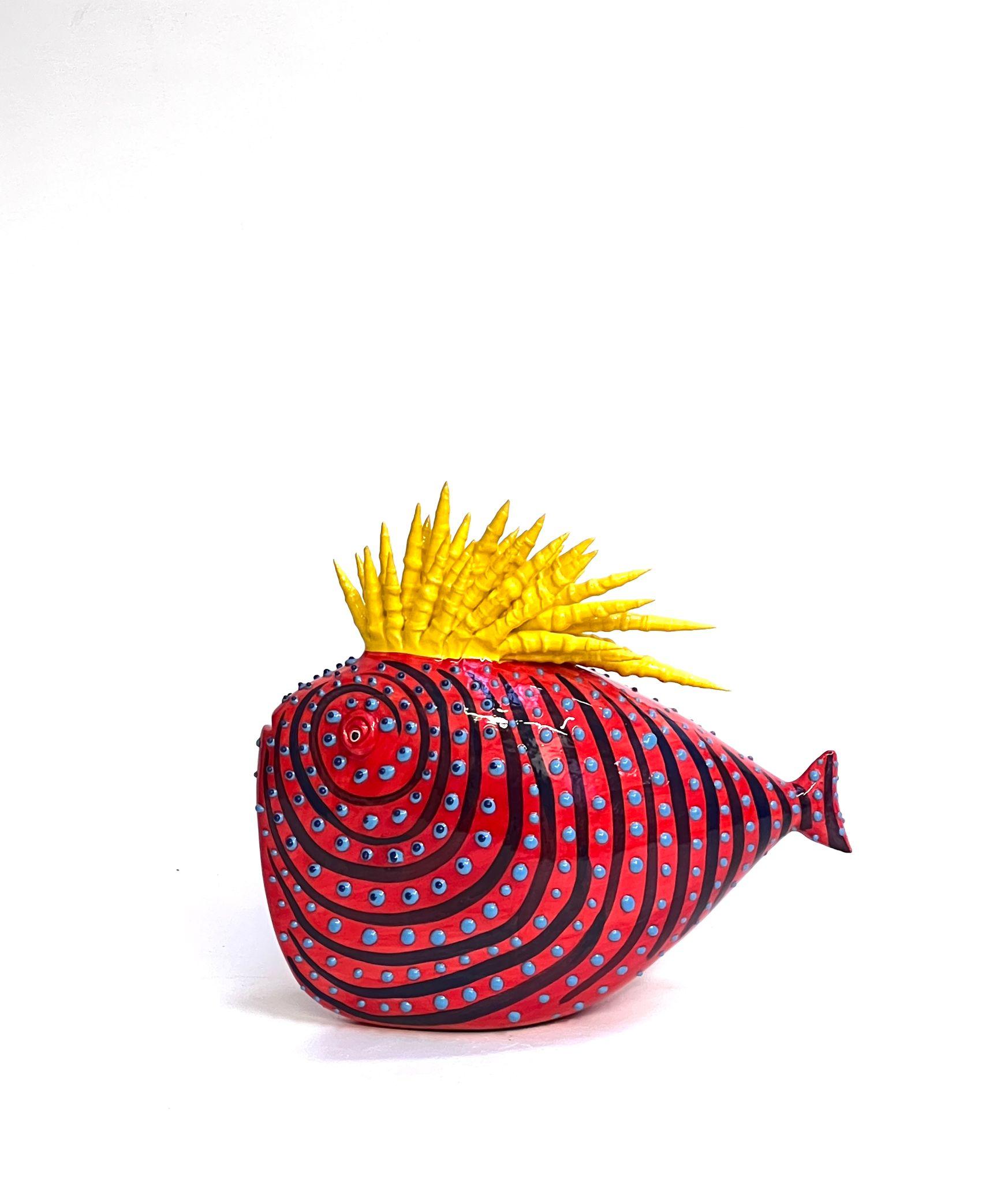 Handgefertigter orangefarbener Fisch aus Keramik, aus Italien, wählen Sie Ihren Stil! Neue Kreation 2023. (Moderne) im Angebot