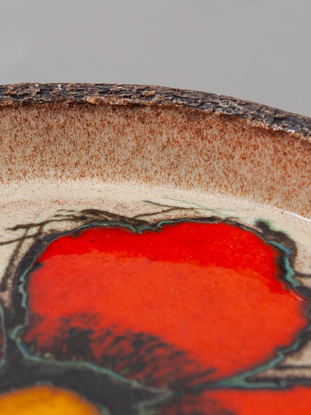Ciotola di fiori arancioni in ceramica disegnata negli anni '60 da Jan Van Erpe, Paesi Bassi in vendita 1