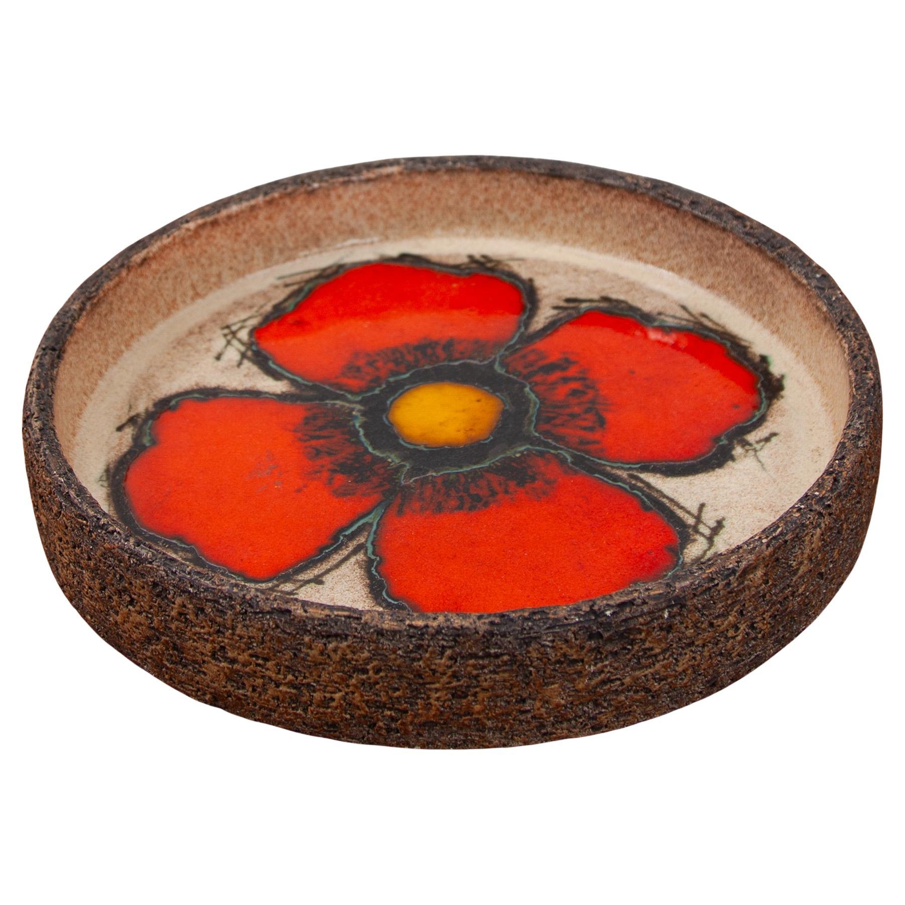 Ciotola di fiori arancioni in ceramica disegnata negli anni '60 da Jan Van Erpe, Paesi Bassi in vendita