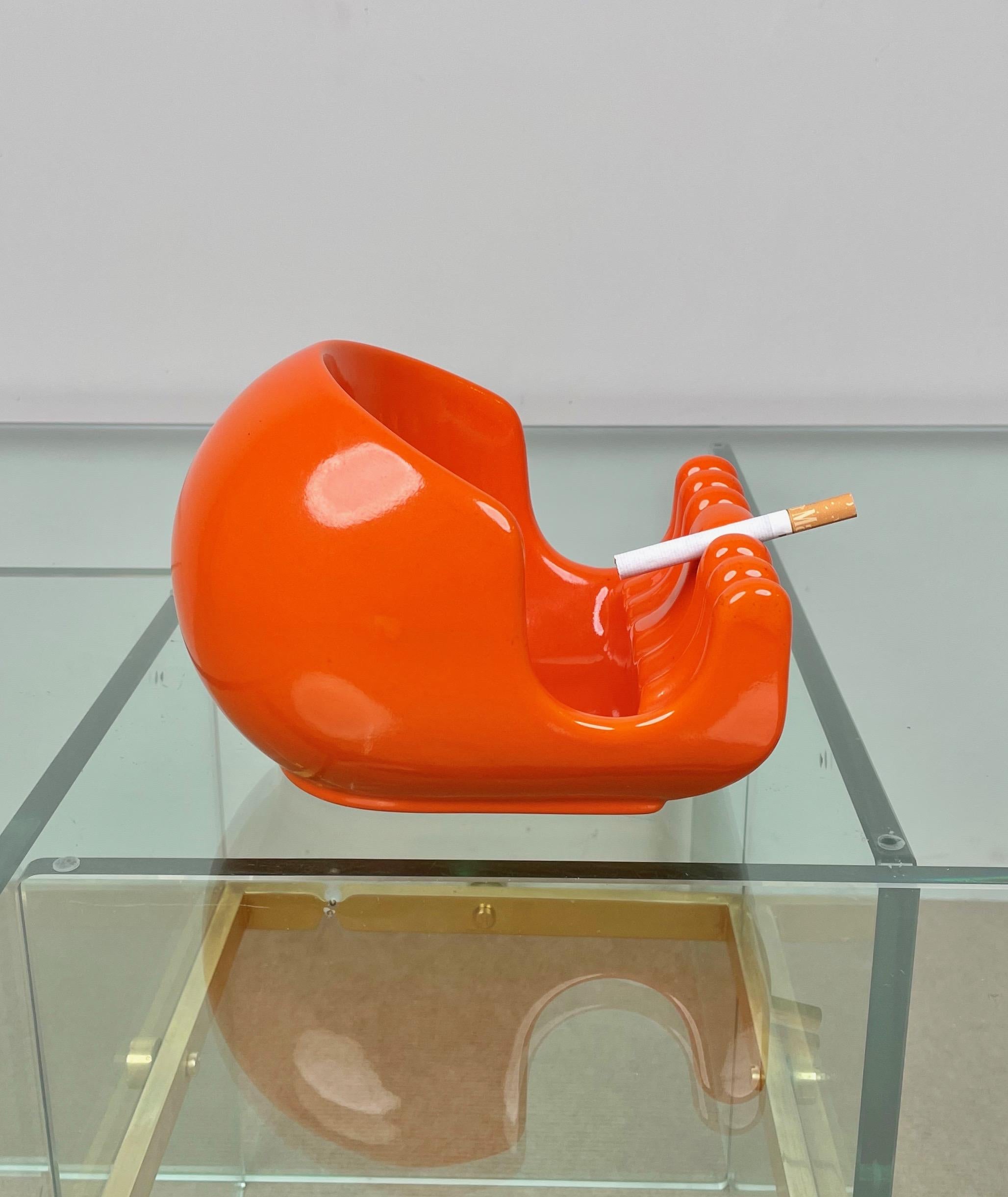 Ceramic Orange Vide Pocket Emptier Enzo Bioli for il Picchio, Italy, 1970s 4