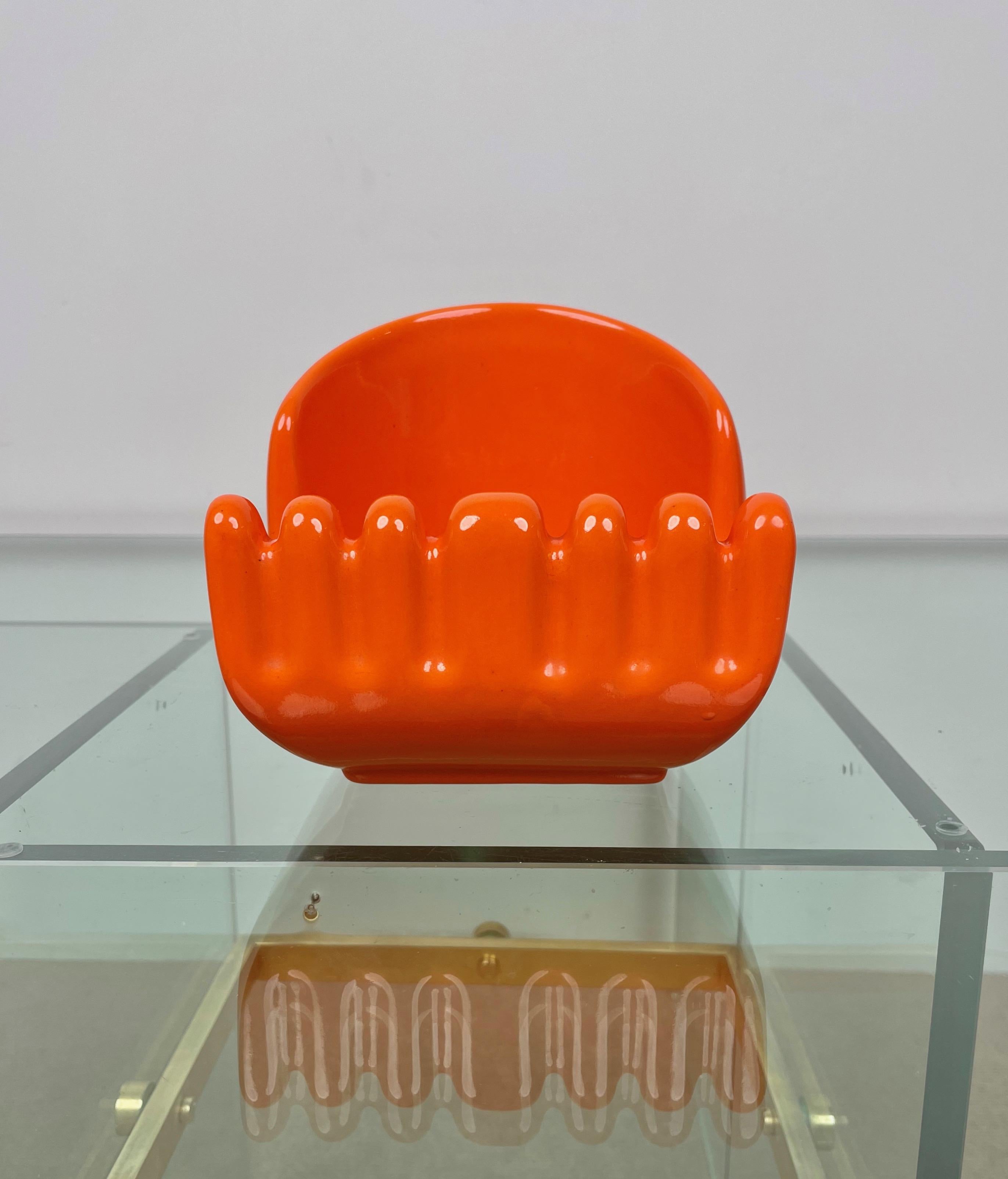 Ceramic Orange Vide Pocket Emptier Enzo Bioli for il Picchio, Italy, 1970s 5