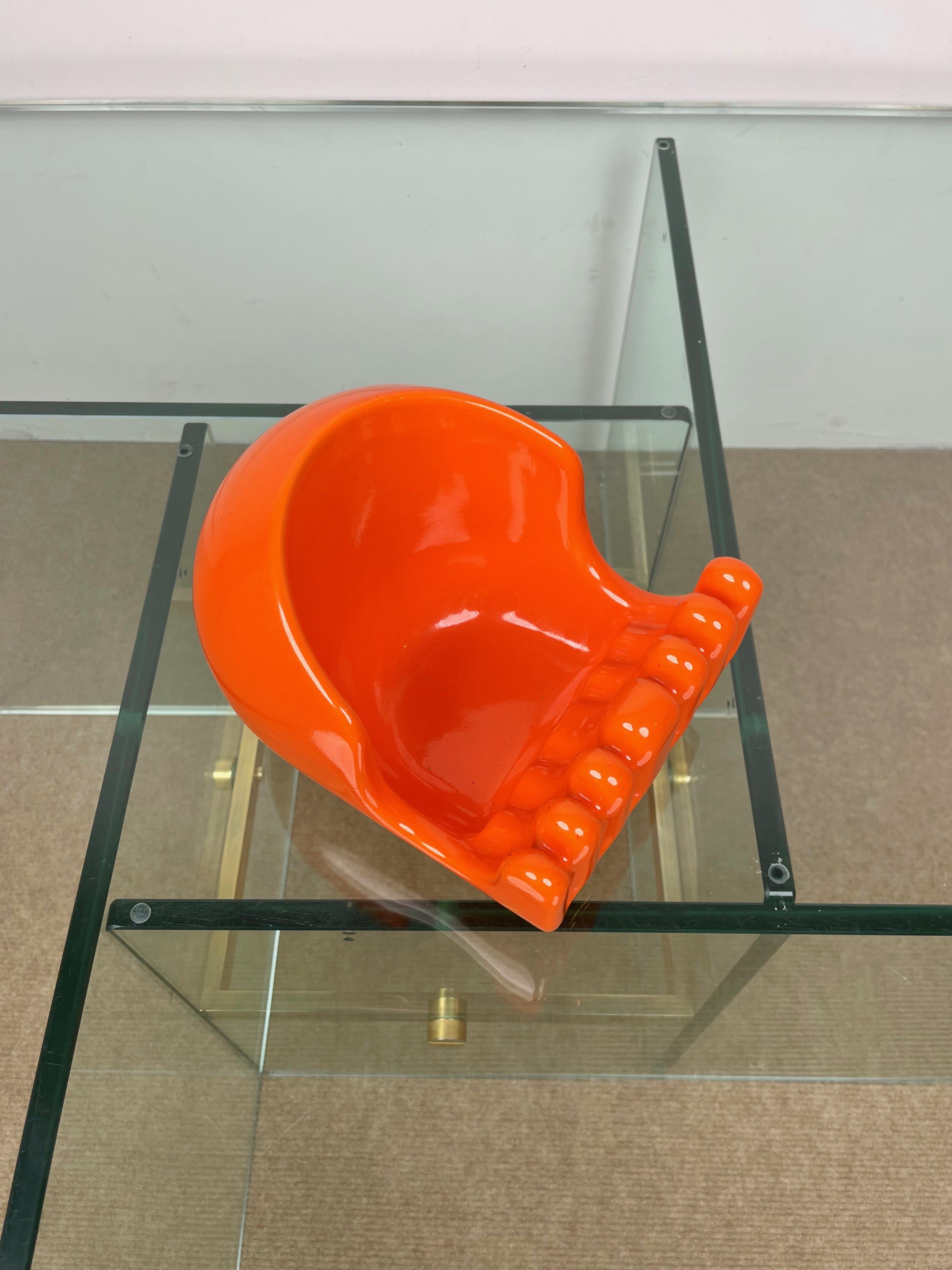 Ceramic Orange Vide Pocket Emptier Enzo Bioli for il Picchio, Italy, 1970s 7