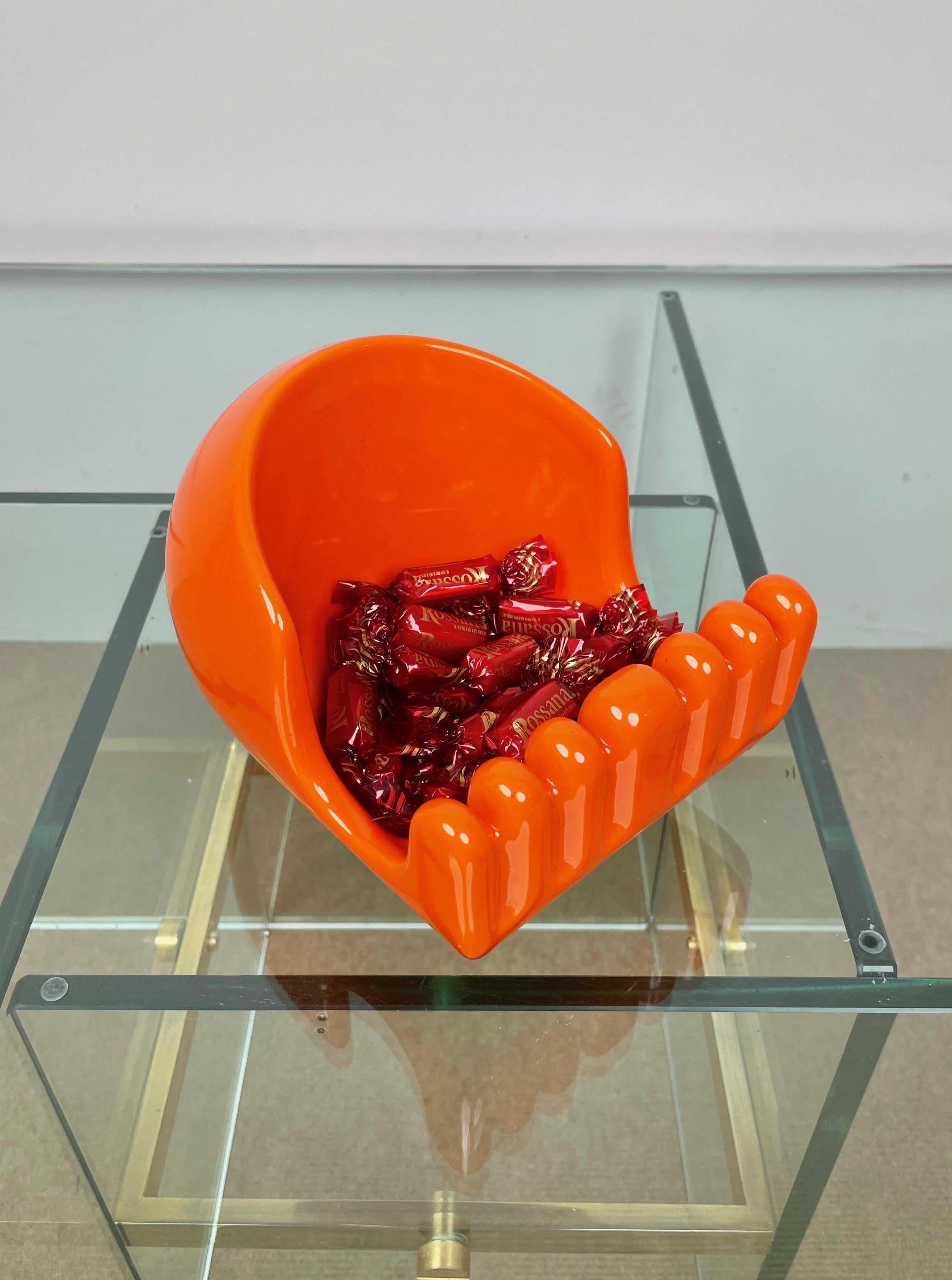 Ceramic Orange Vide Pocket Emptier Enzo Bioli for il Picchio, Italy, 1970s 8