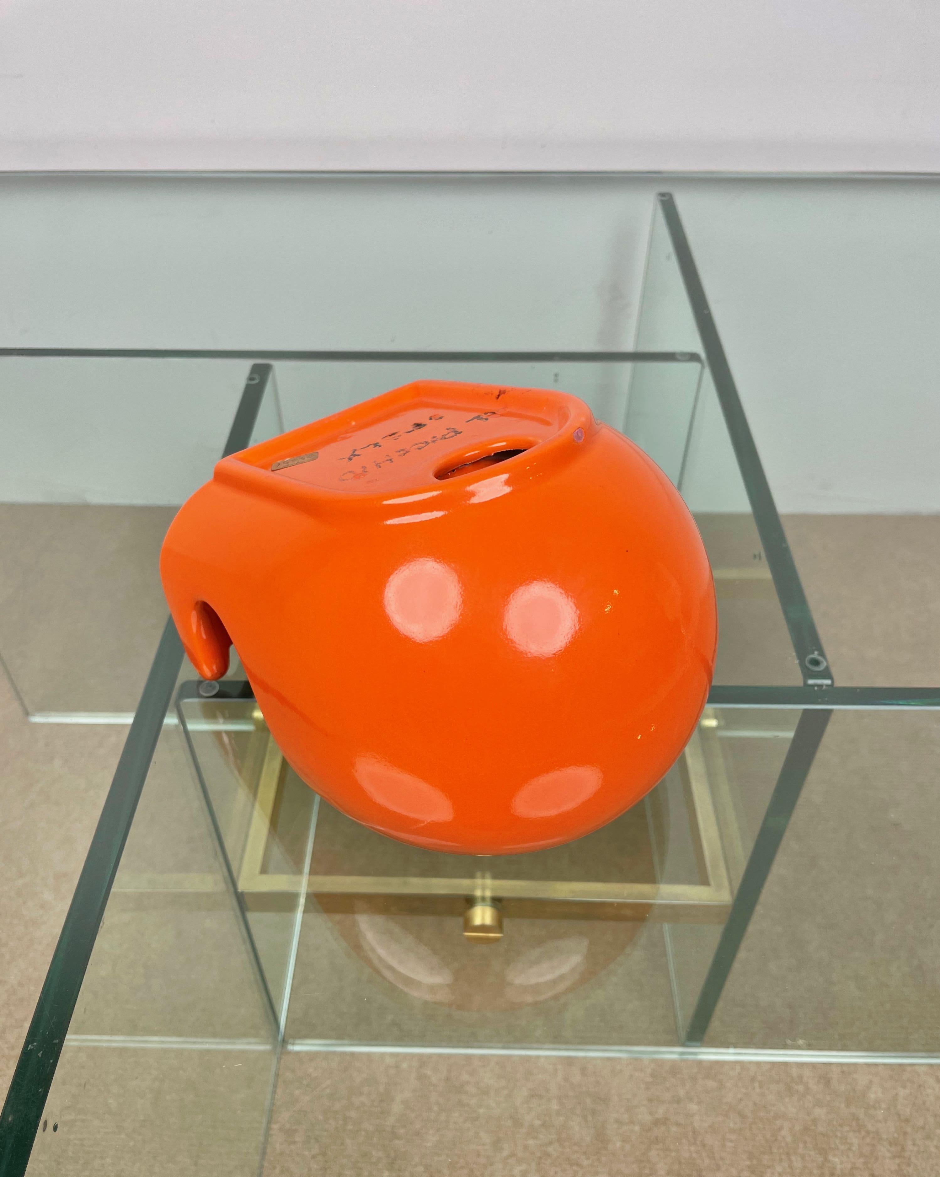 Ceramic Orange Vide Pocket Emptier Enzo Bioli for il Picchio, Italy, 1970s 9