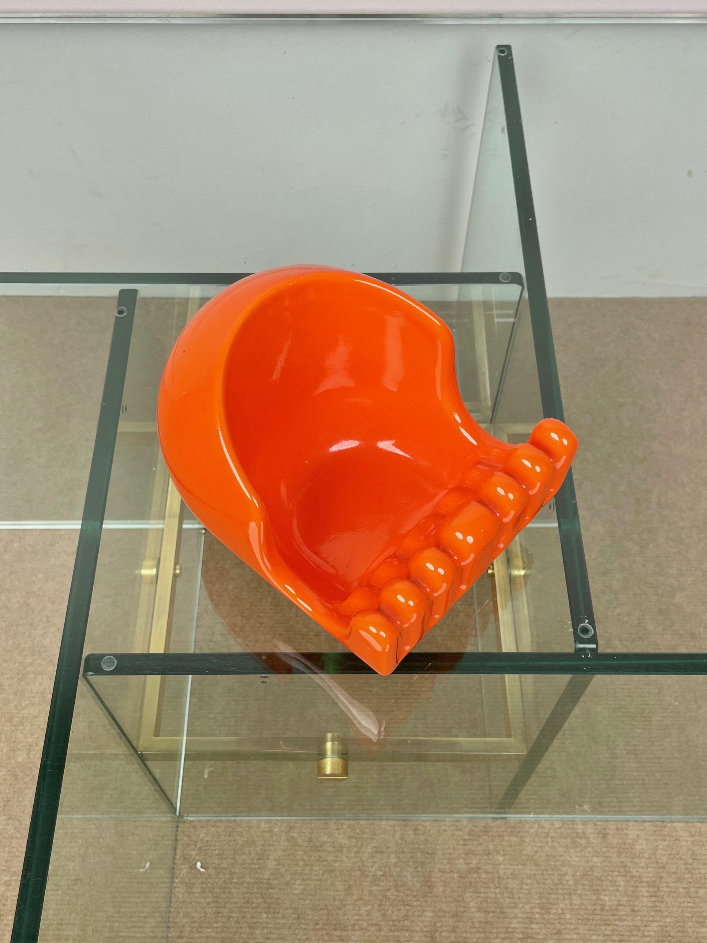 Late 20th Century Ceramic Orange Vide Pocket Emptier Enzo Bioli for il Picchio, Italy, 1970s