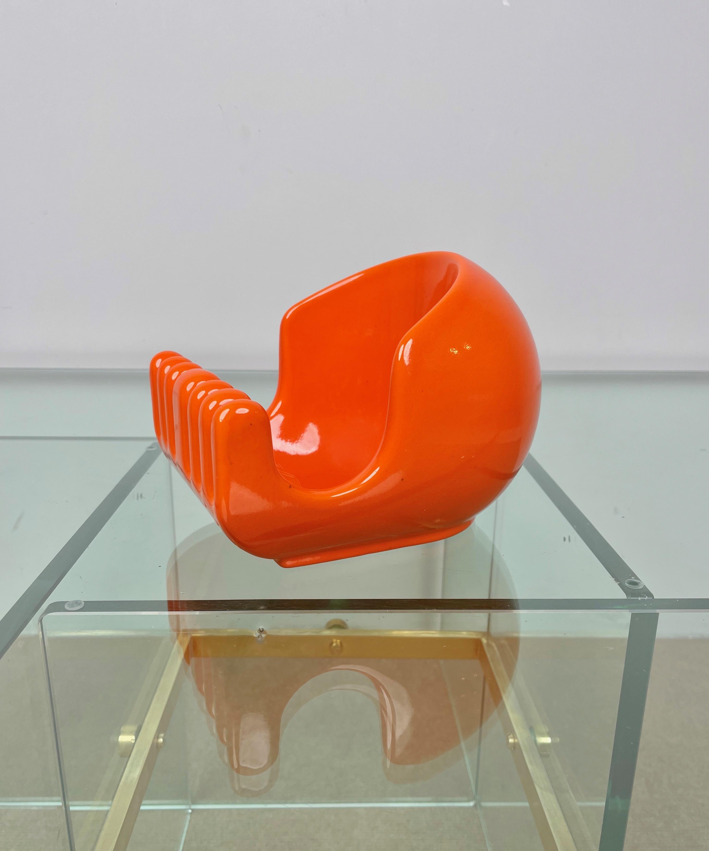 Ceramic Orange Vide Pocket Emptier Enzo Bioli for il Picchio, Italy, 1970s 1