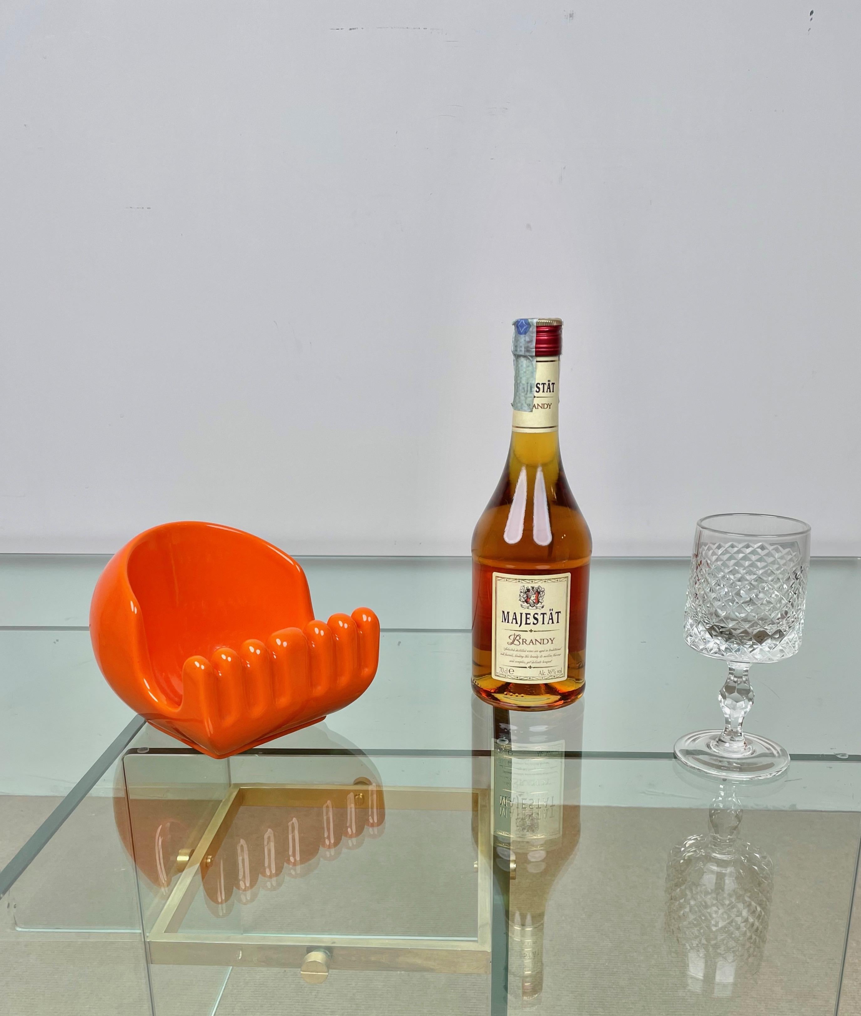 Ceramic Orange Vide Pocket Emptier Enzo Bioli for il Picchio, Italy, 1970s 2