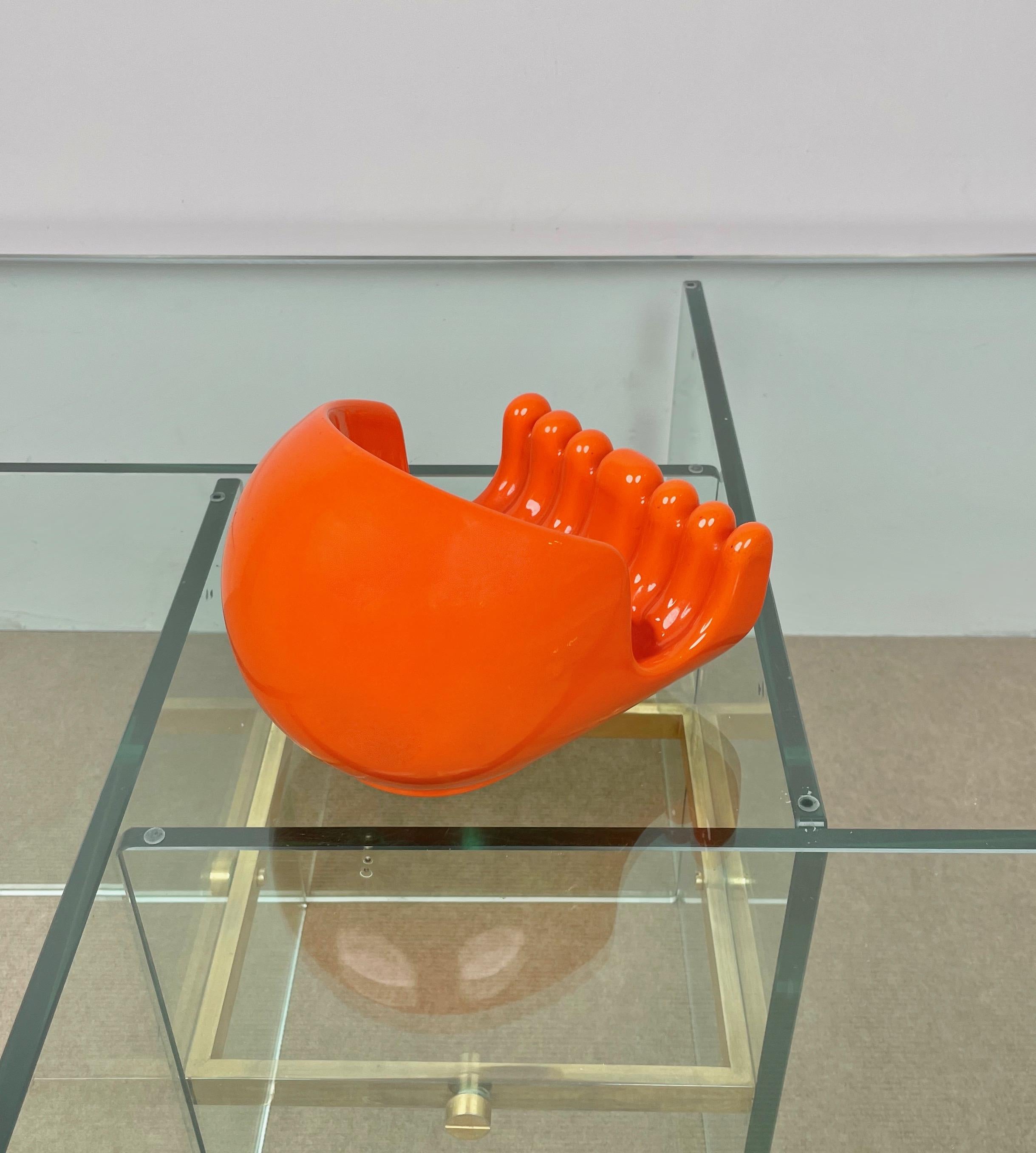 Ceramic Orange Vide Pocket Emptier Enzo Bioli for il Picchio, Italy, 1970s 3
