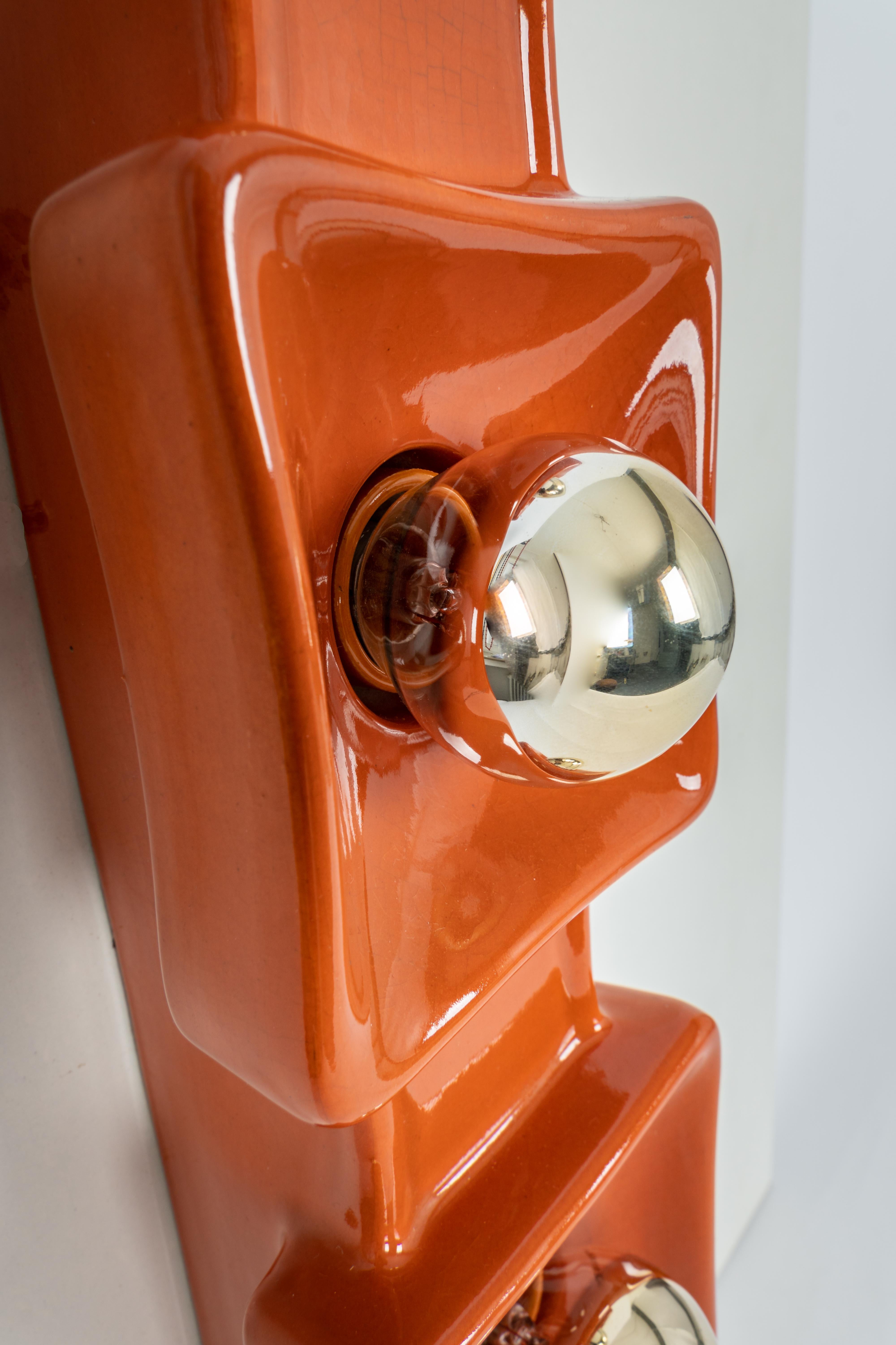 Murano Glass Ceramic Orange Wall Light Sputnik, Germany, 1970s