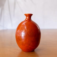 Ceramic Orange Weed Pot Vase France 1960s