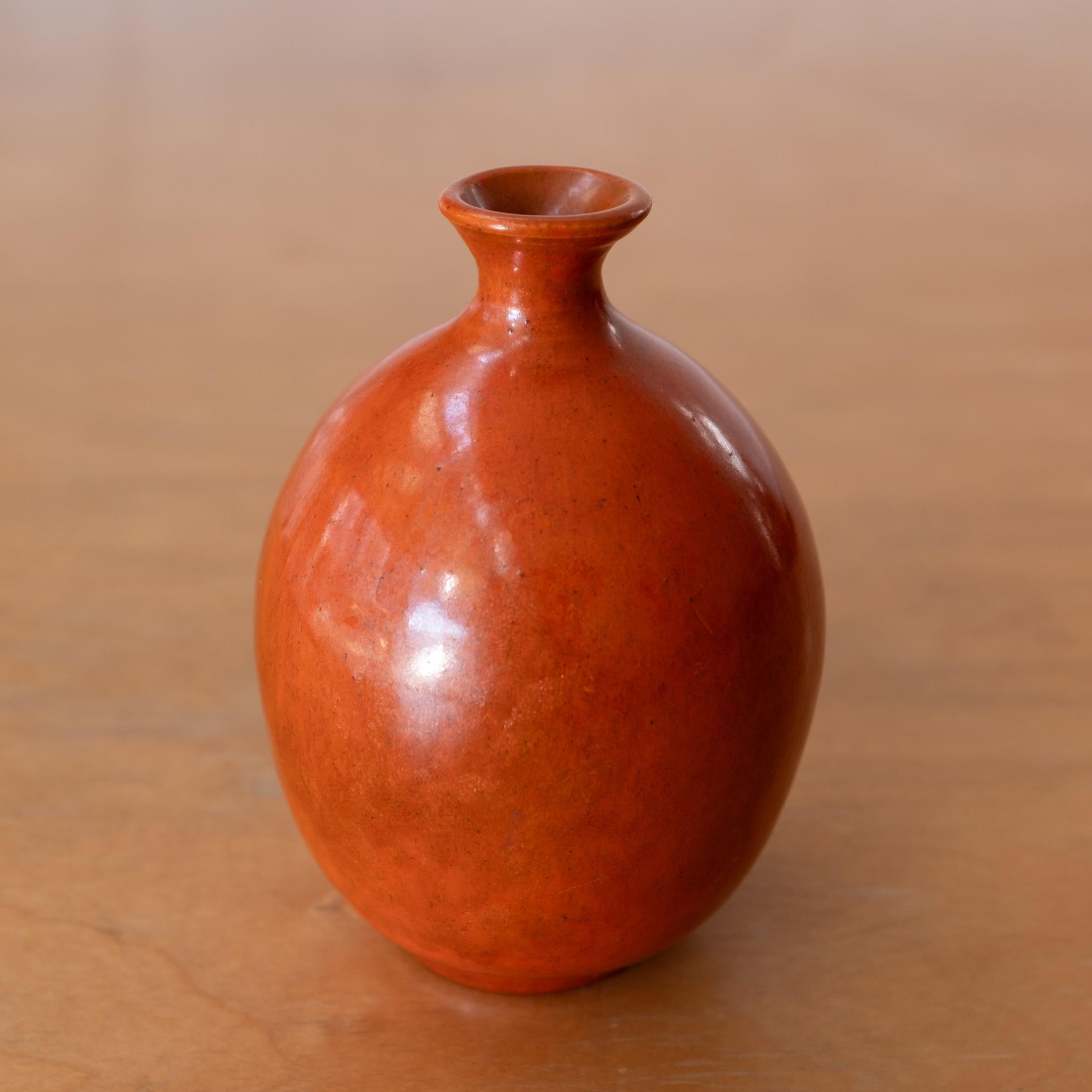 Mid-Century moderno Vaso in ceramica arancione Francia 1960 in vendita