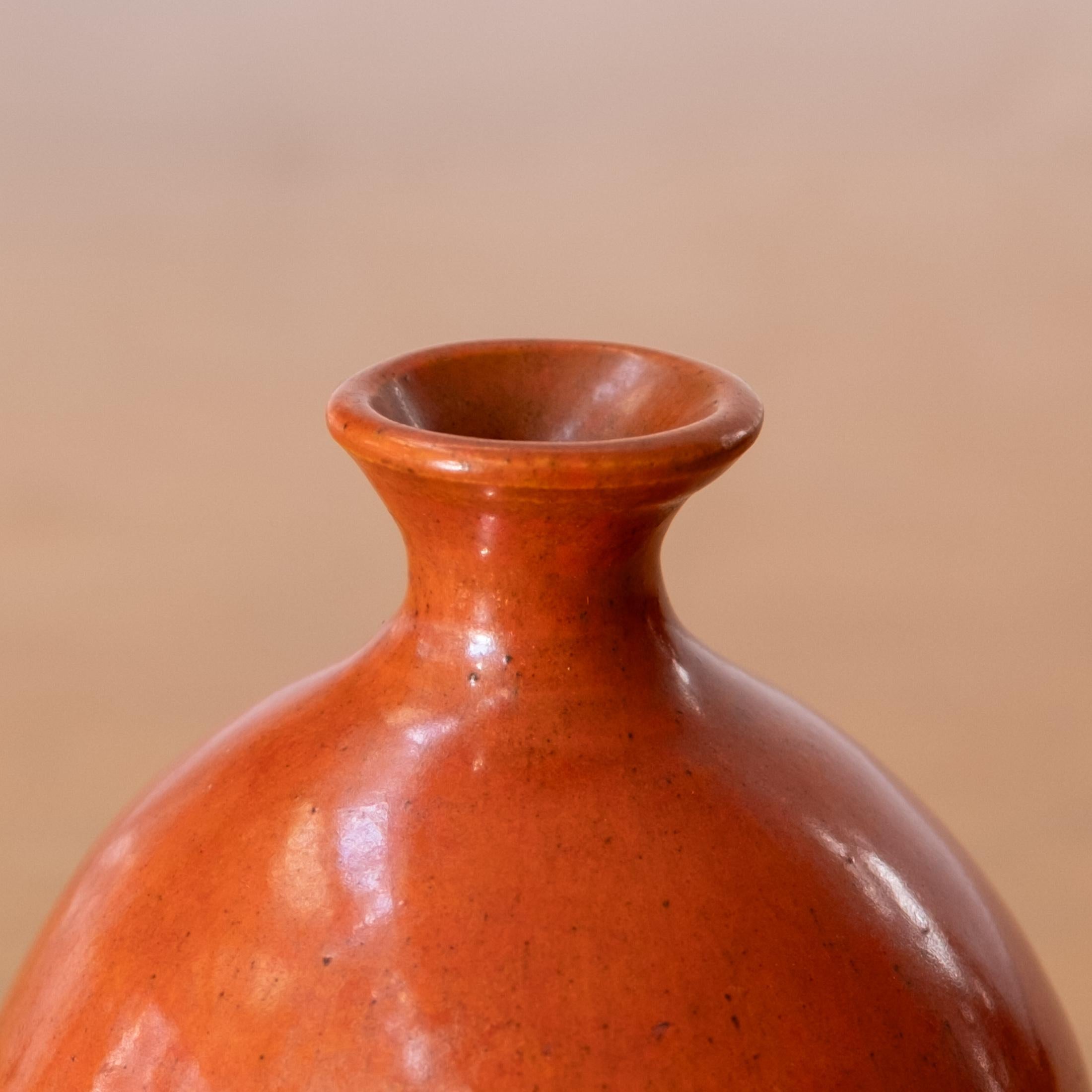 Metà XX secolo Vaso in ceramica arancione Francia 1960 in vendita