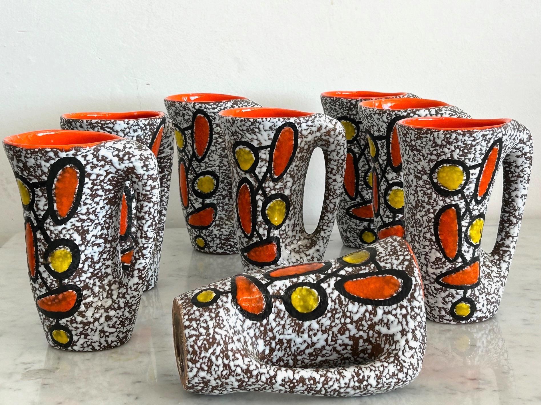 Keramik-Orangeade-Set von Dominique Marino, Le Vaucour, Vallauris, um 1960 im Angebot 4