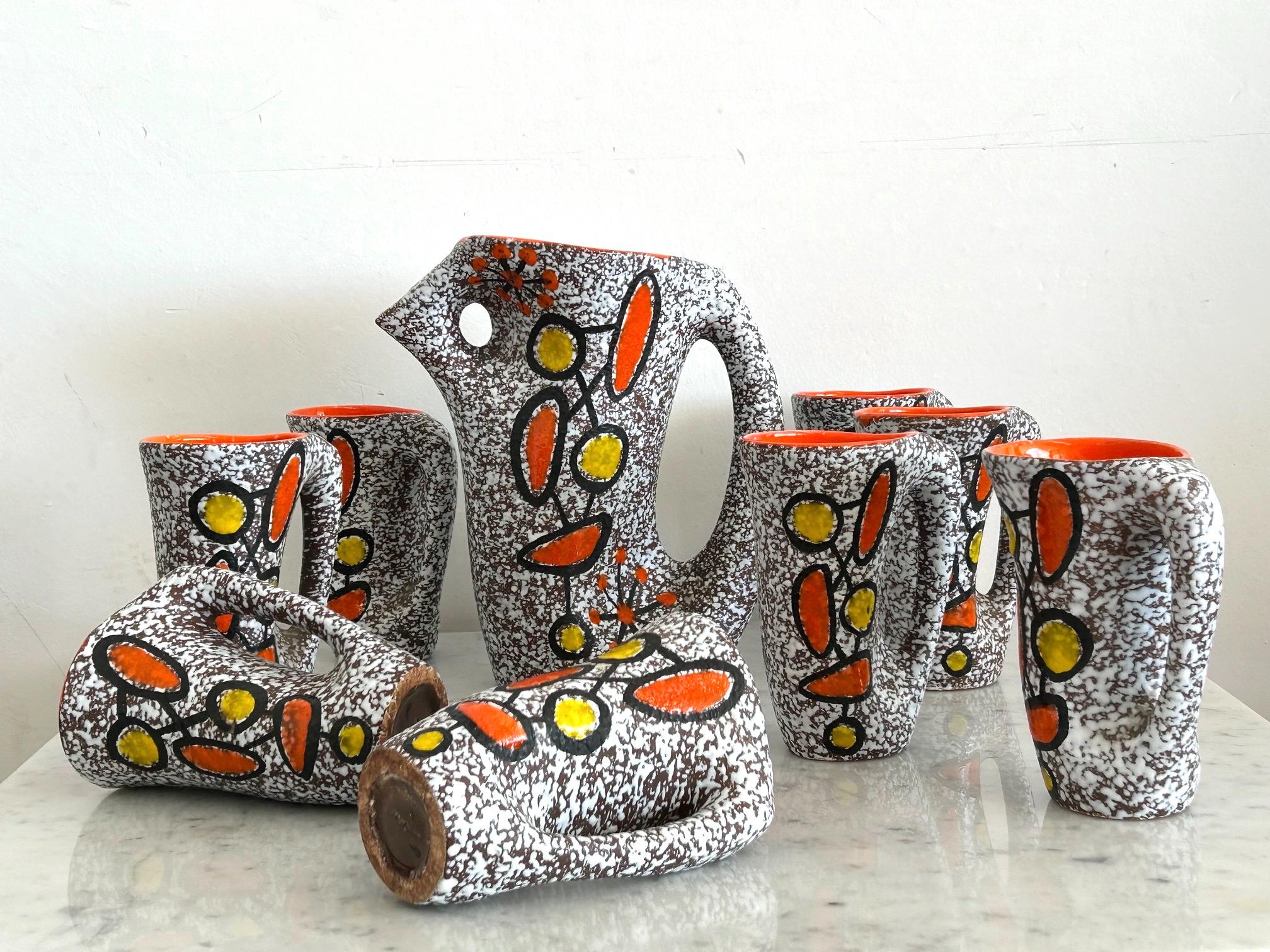 Keramik-Orangeade-Set von Dominique Marino, Le Vaucour, Vallauris, um 1960 (Moderne der Mitte des Jahrhunderts) im Angebot