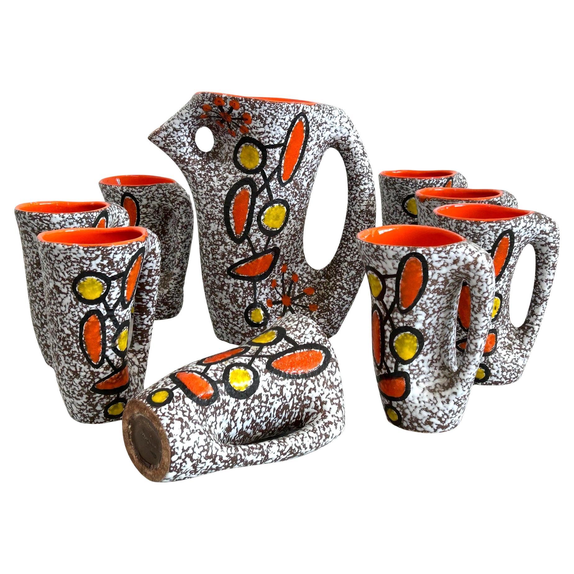 Keramik-Orangeade-Set von Dominique Marino, Le Vaucour, Vallauris, um 1960 im Angebot