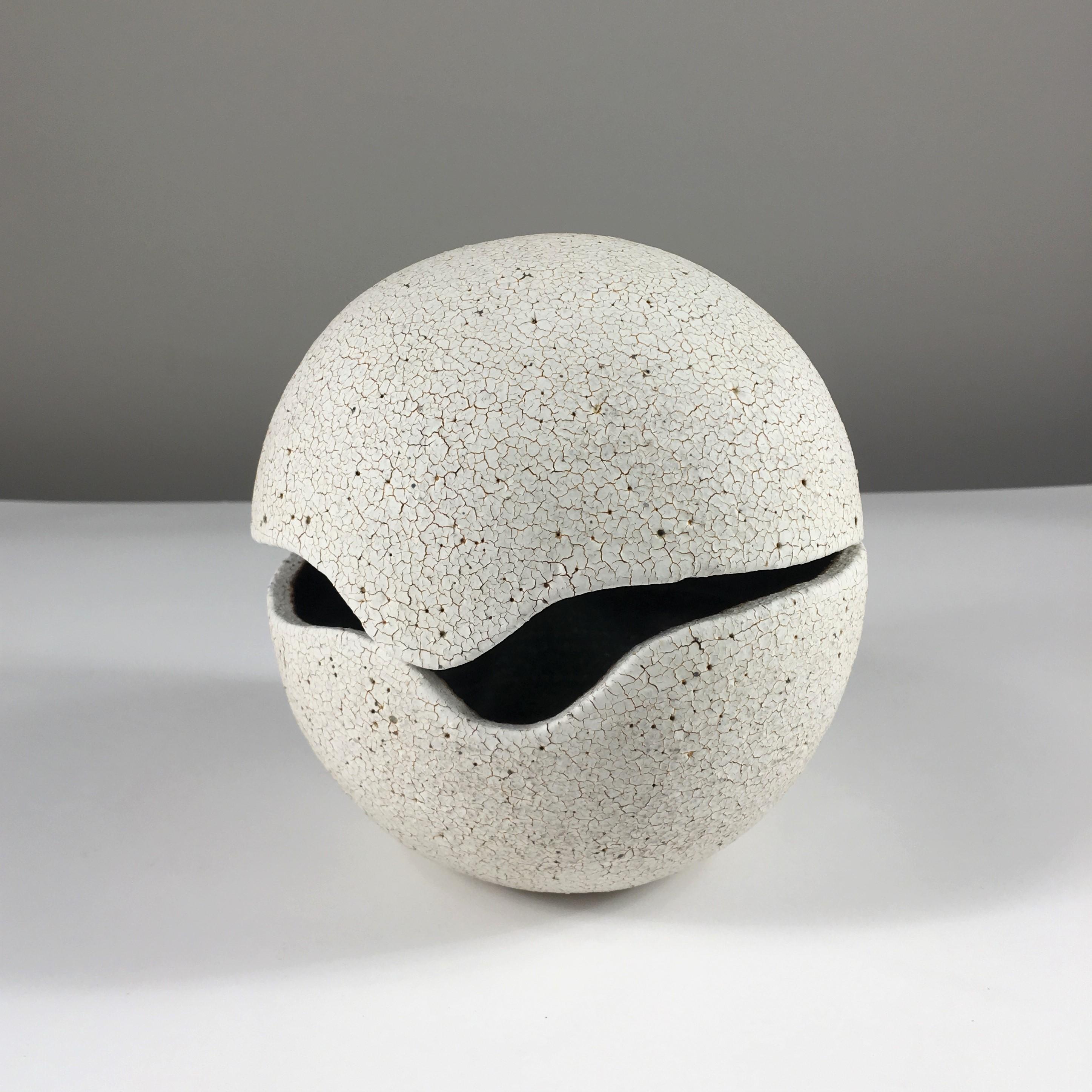 Ceramic orb covered vessel by Yumiko Kuga. Dimensions: Height 5