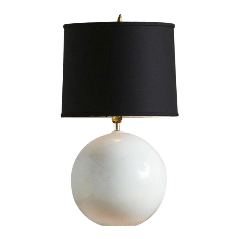 Ceramic "Orb" Shaped White Table Lamp, 1970s