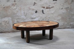 Ceramic Oval Coffee Table by Raymonde Leduc for Vallauris, 1960s
