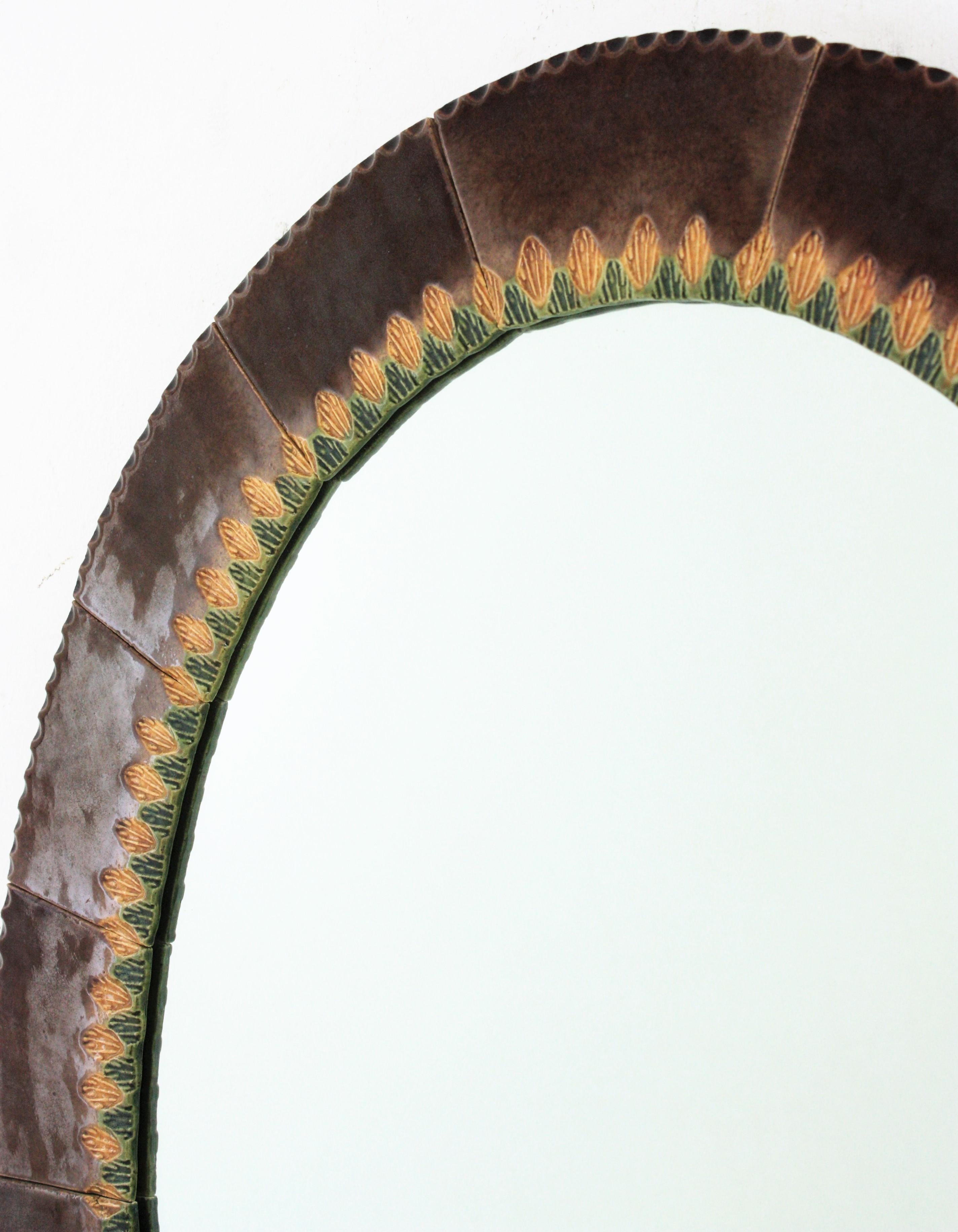 Ceramic Oval Mirror, Spain, 1960s 1