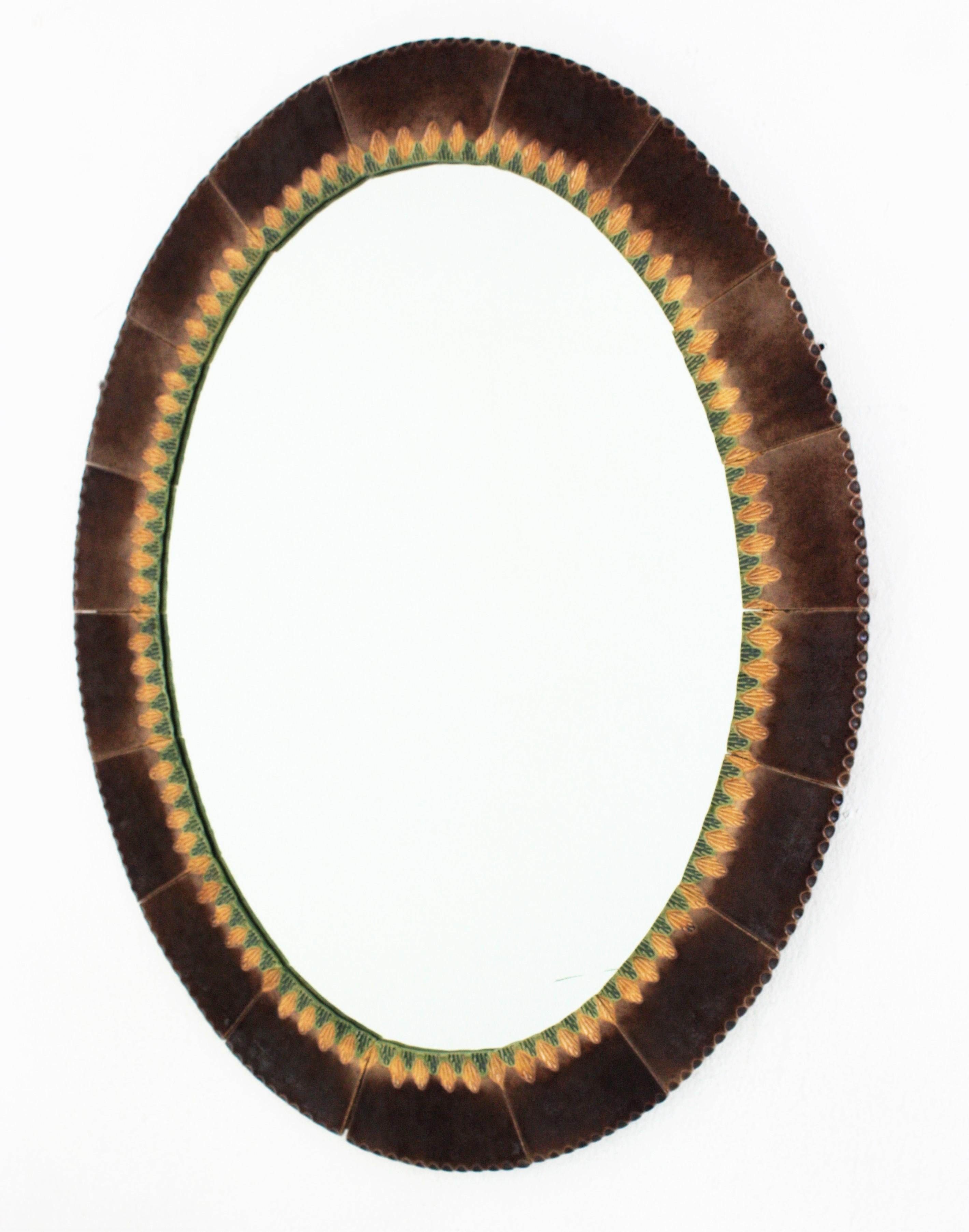 Ceramic Oval Mirror, Spain, 1960s 2