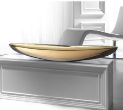 Ceramic Oval Plate "COSMOS" Handcrafted in Bronze and 24kt Gold by Gabriella B.