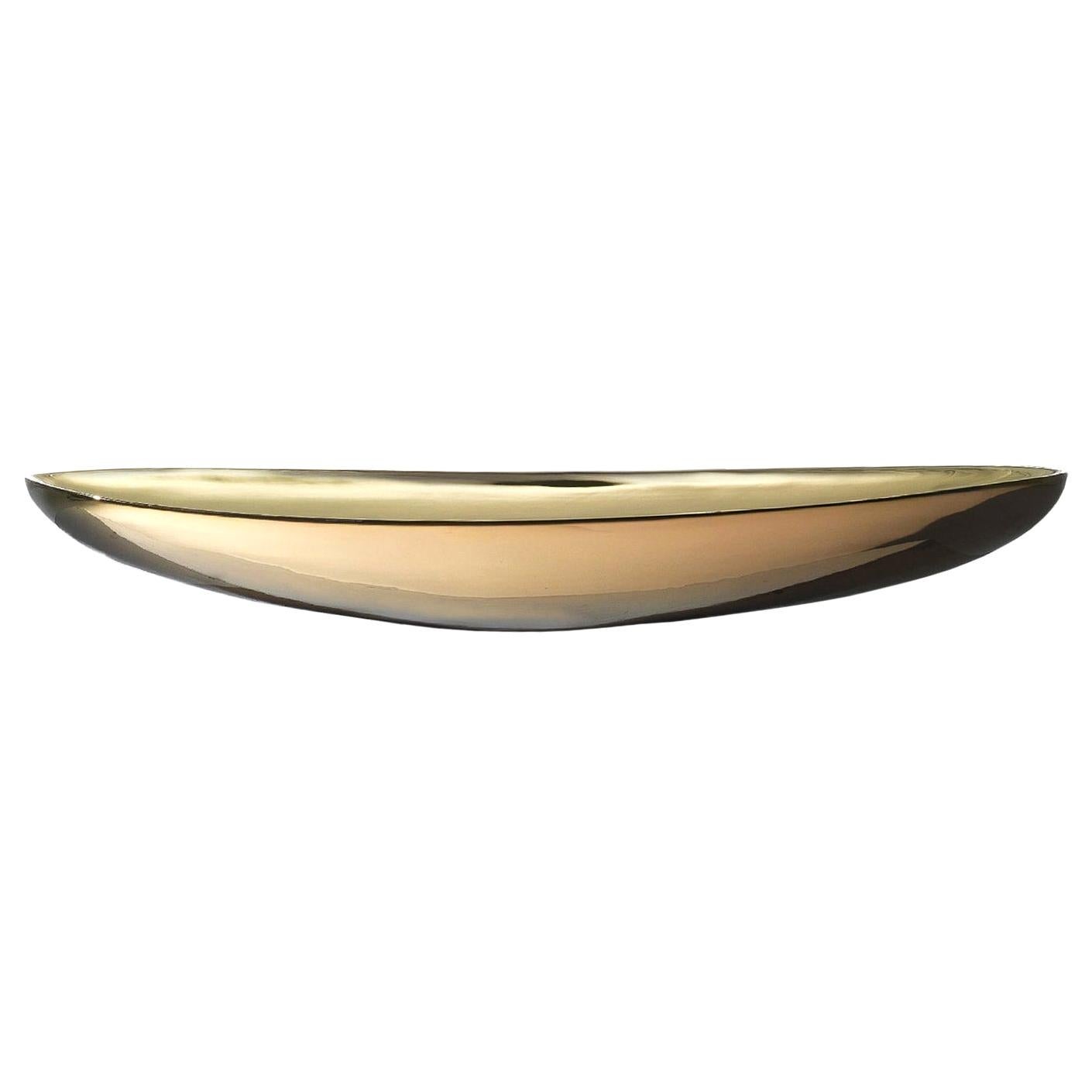 Ceramic Oval Plate "COSMOS" Handcrafted in Bronze and 24kt Gold by Gabriella B.