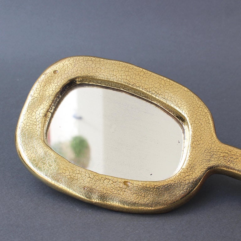 Ceramic Oval Shaped Hand Mirror by François Lembo, 'circa 1960s' at 1stDibs