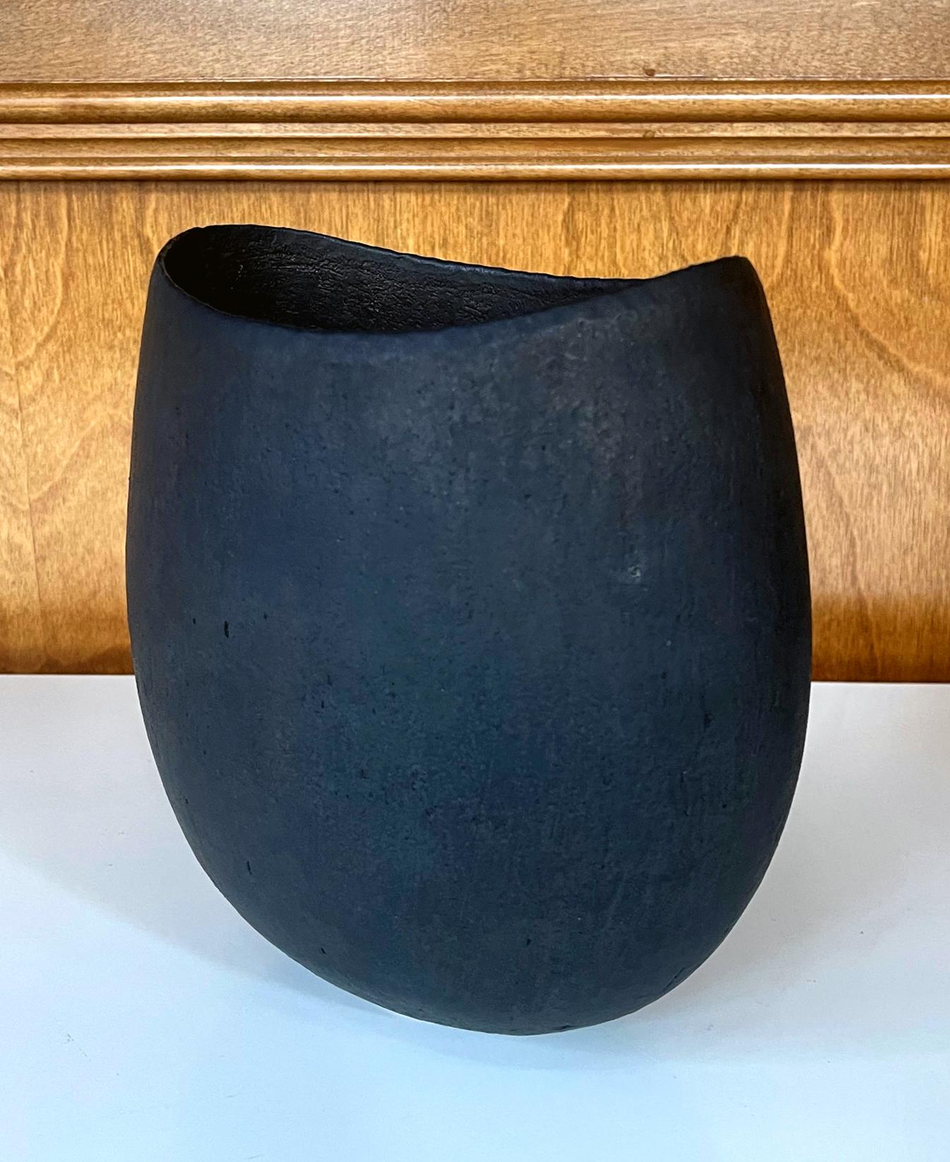 Organic Modern Ceramic Oval Vessel by British Studio Potter John Ward For Sale