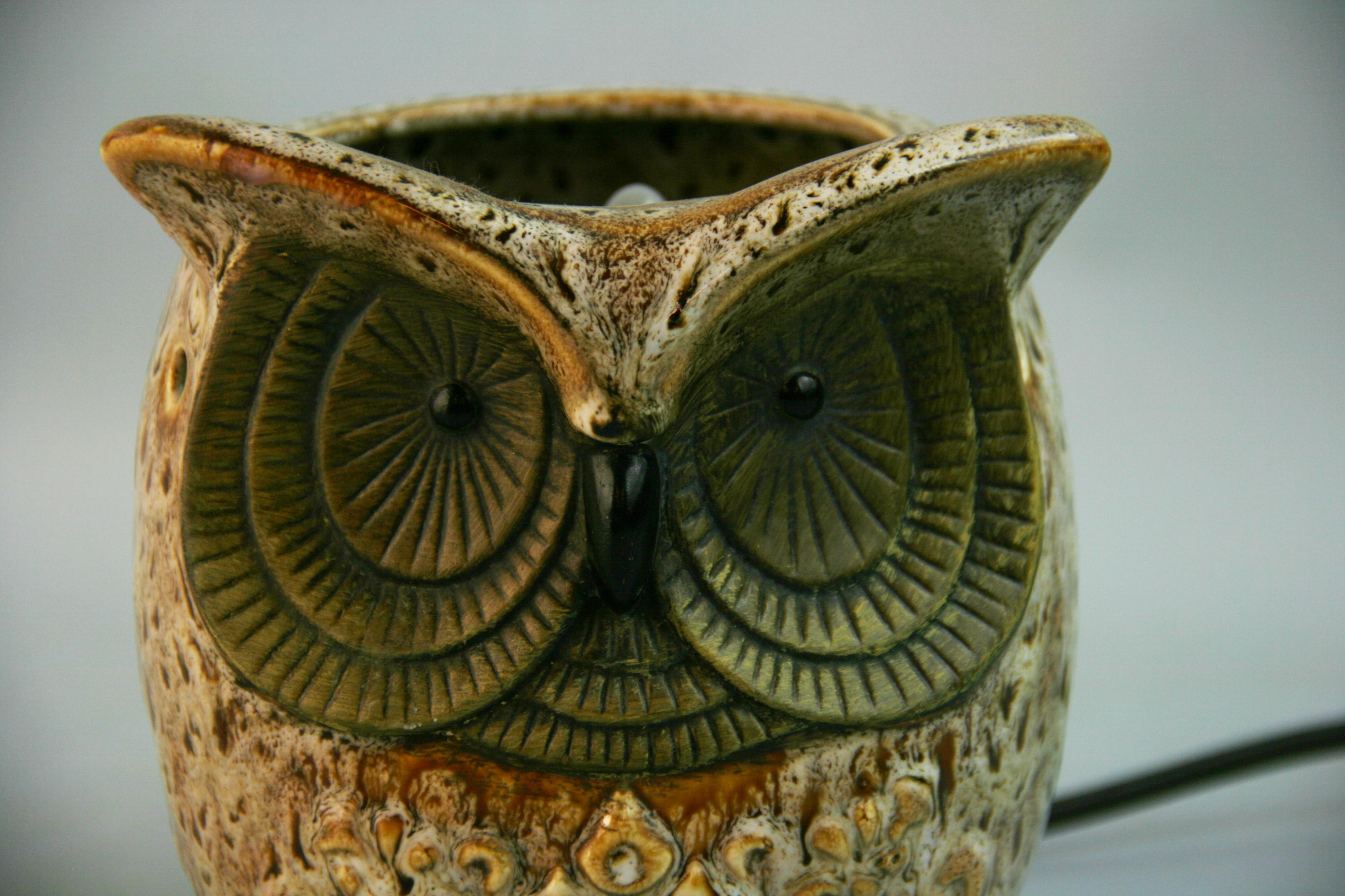 Veilleuse hibou en céramique Bon état - En vente à Douglas Manor, NY