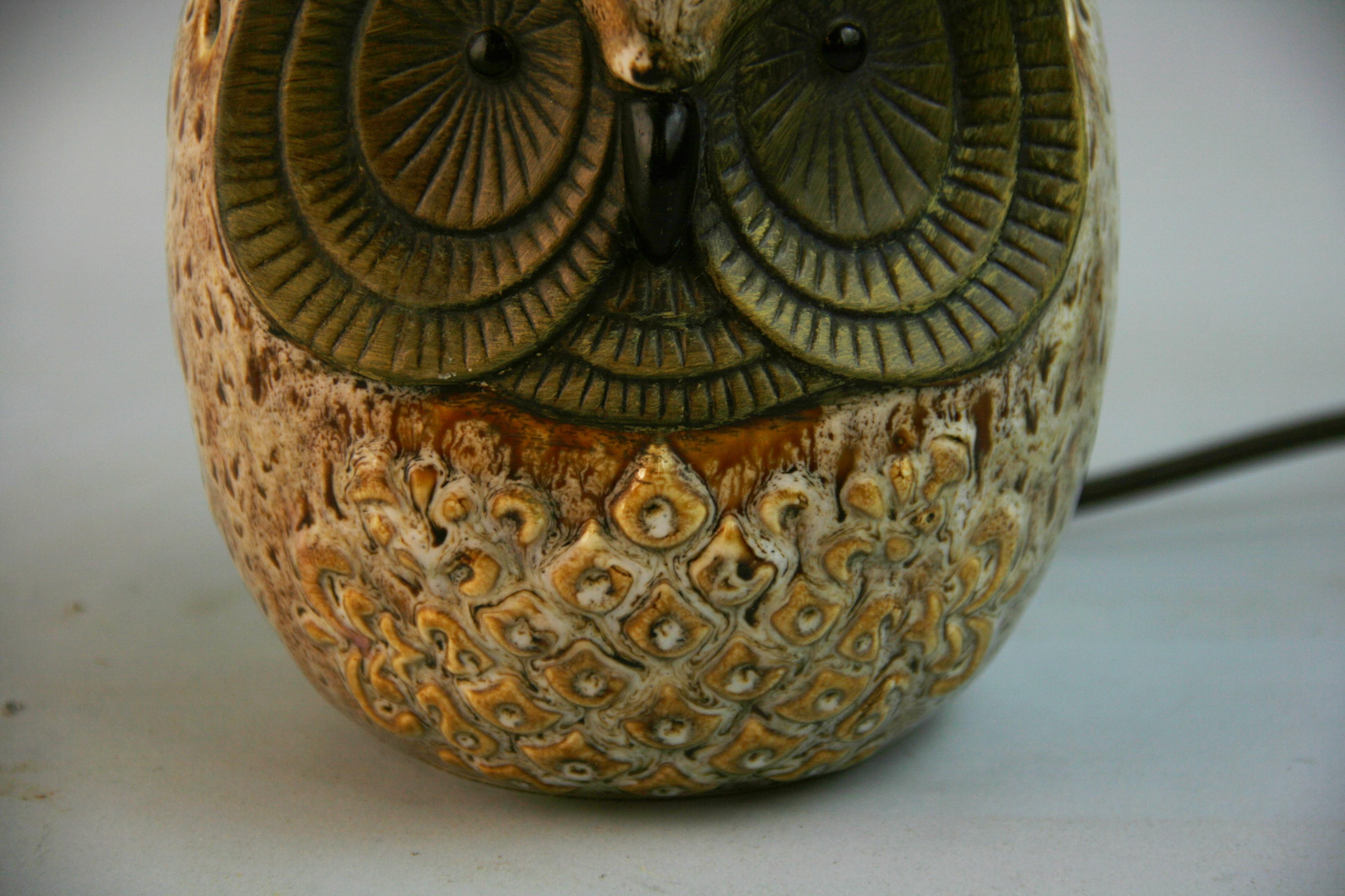 Milieu du XXe siècle Veilleuse hibou en céramique en vente