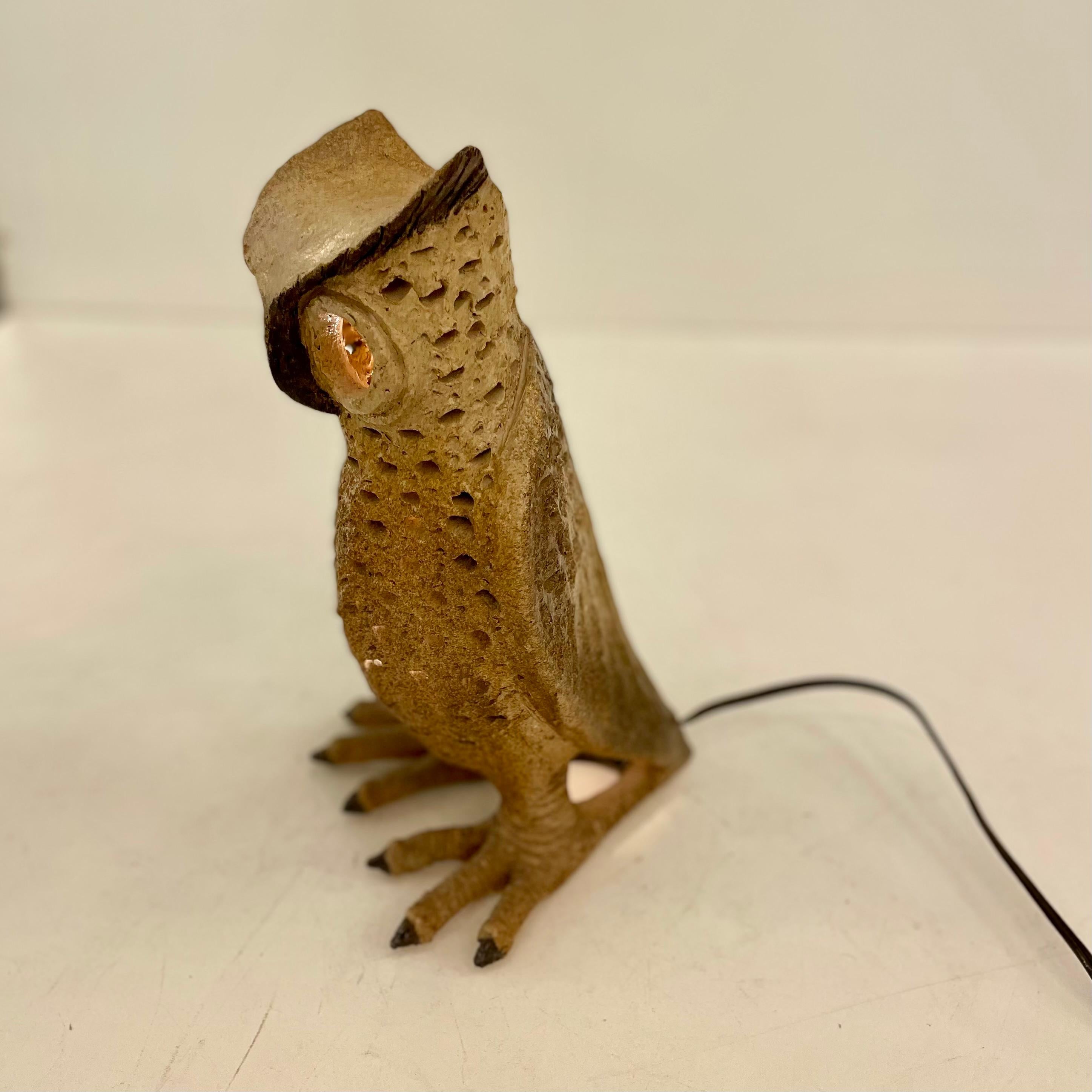 Ceramic Owl Table Lamp, 1960s For Sale 7