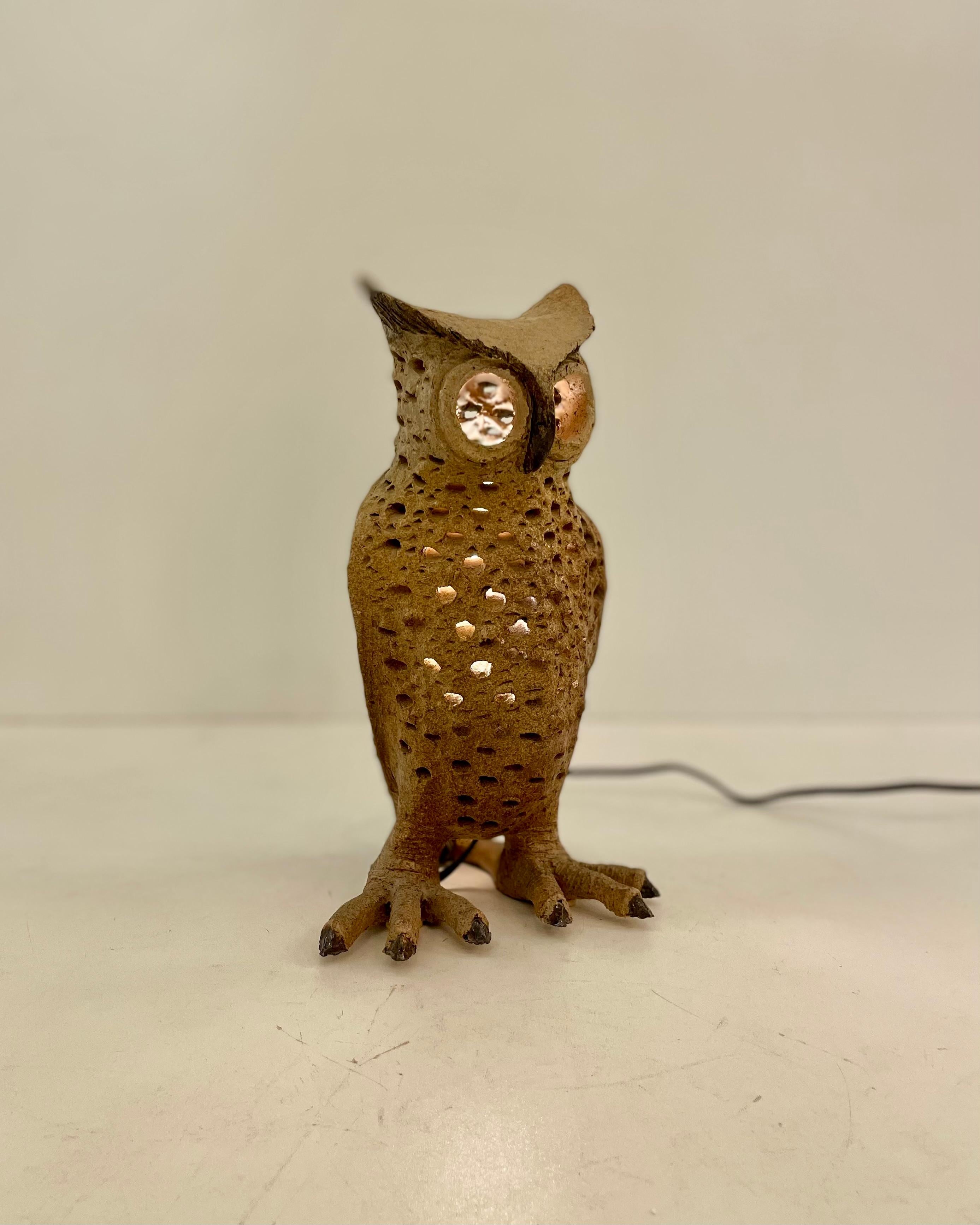 Country Ceramic Owl Table Lamp, 1960s For Sale