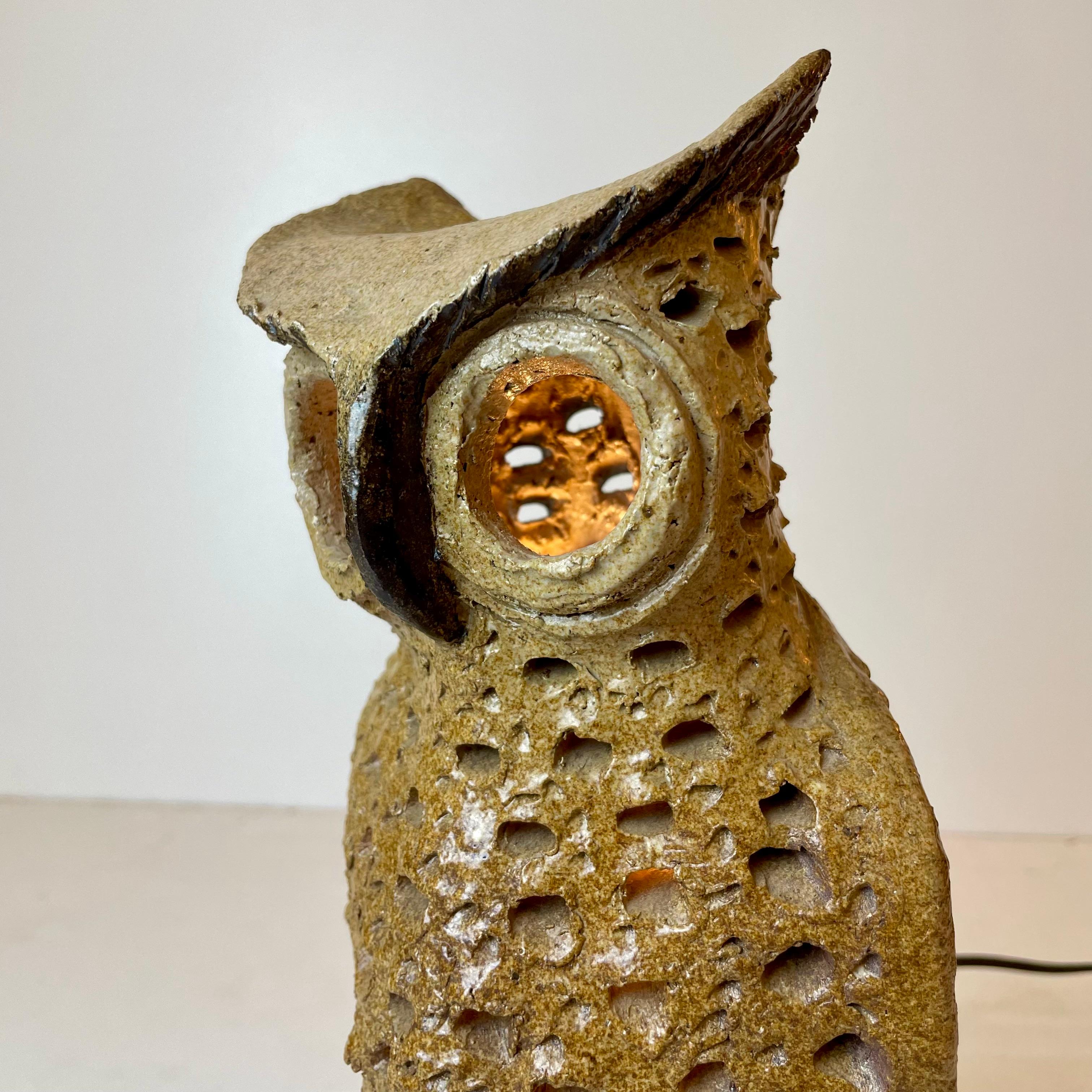 Ceramic Owl Table Lamp, 1960s In Good Condition For Sale In Brussel, BE