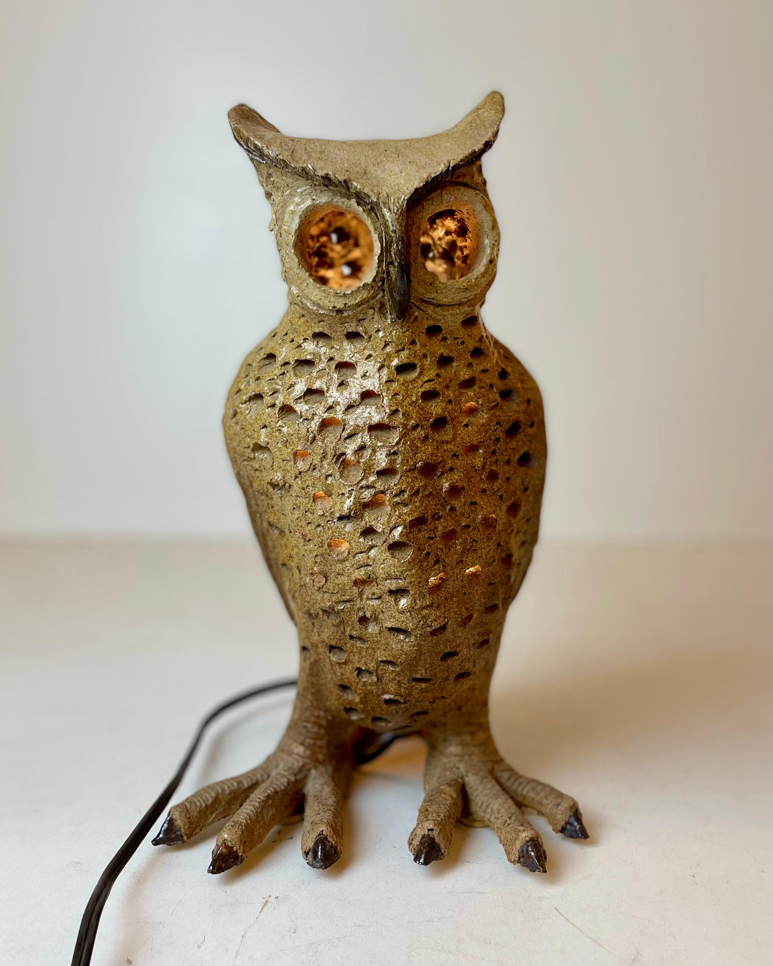 Ceramic Owl Table Lamp, 1960s For Sale 4