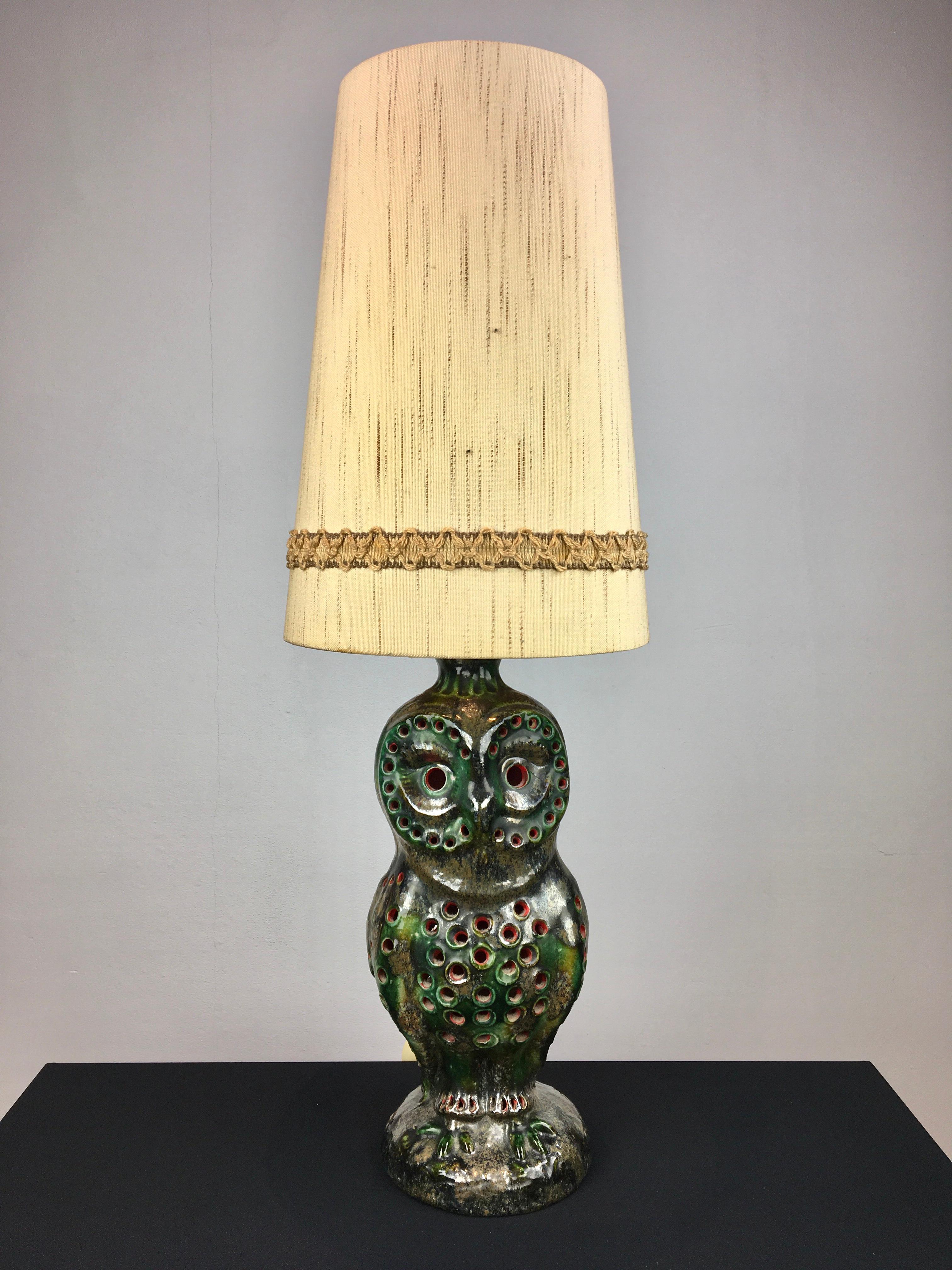 1970s ceramic owl lamp