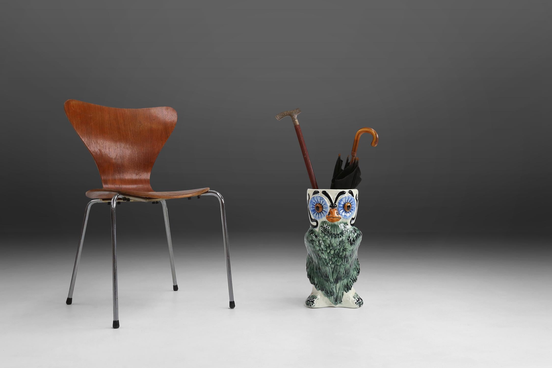 Ceramic Owl Umbrella Stand, Ca.1970 3