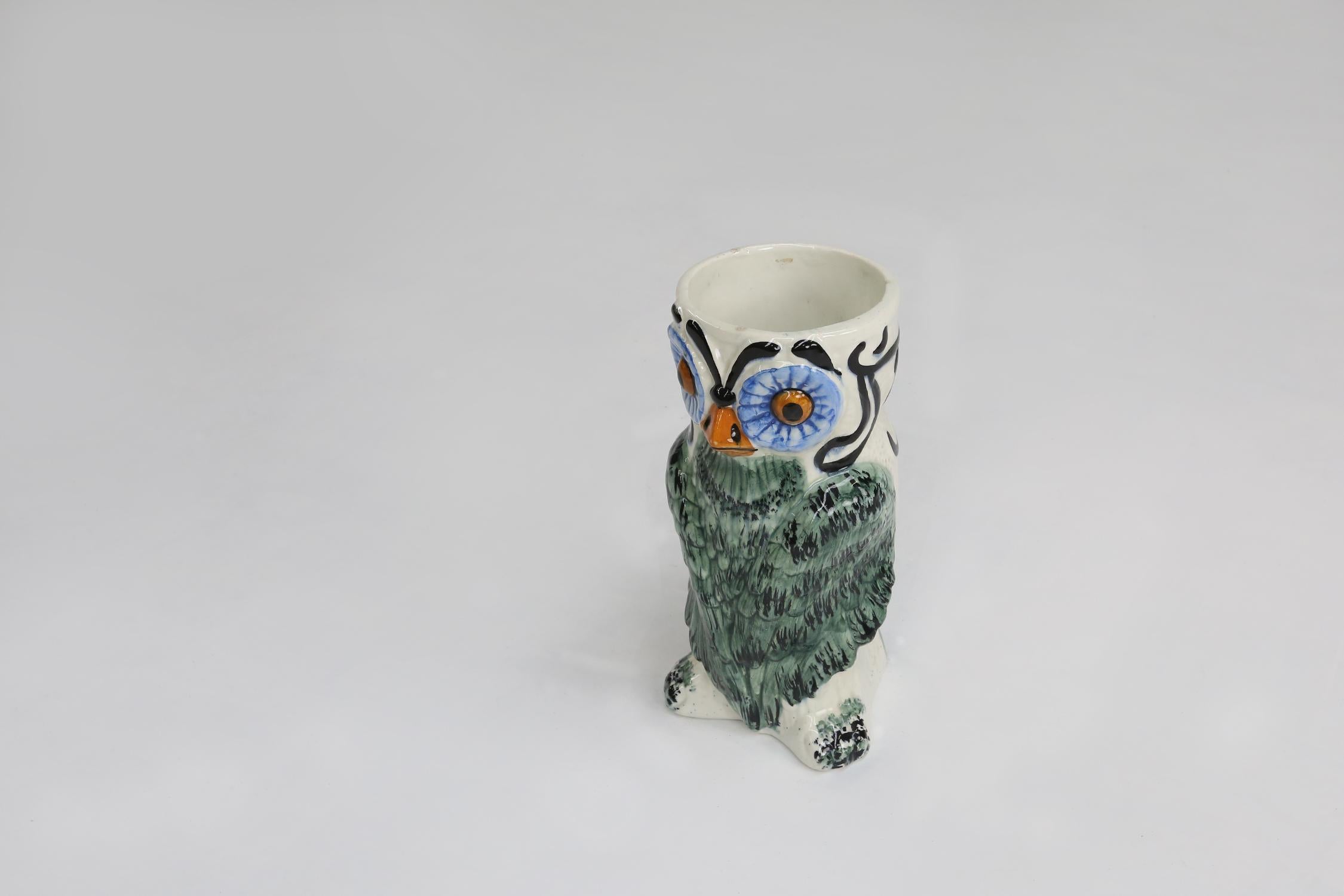 Mid-Century Modern Ceramic Owl Umbrella Stand, Ca.1970