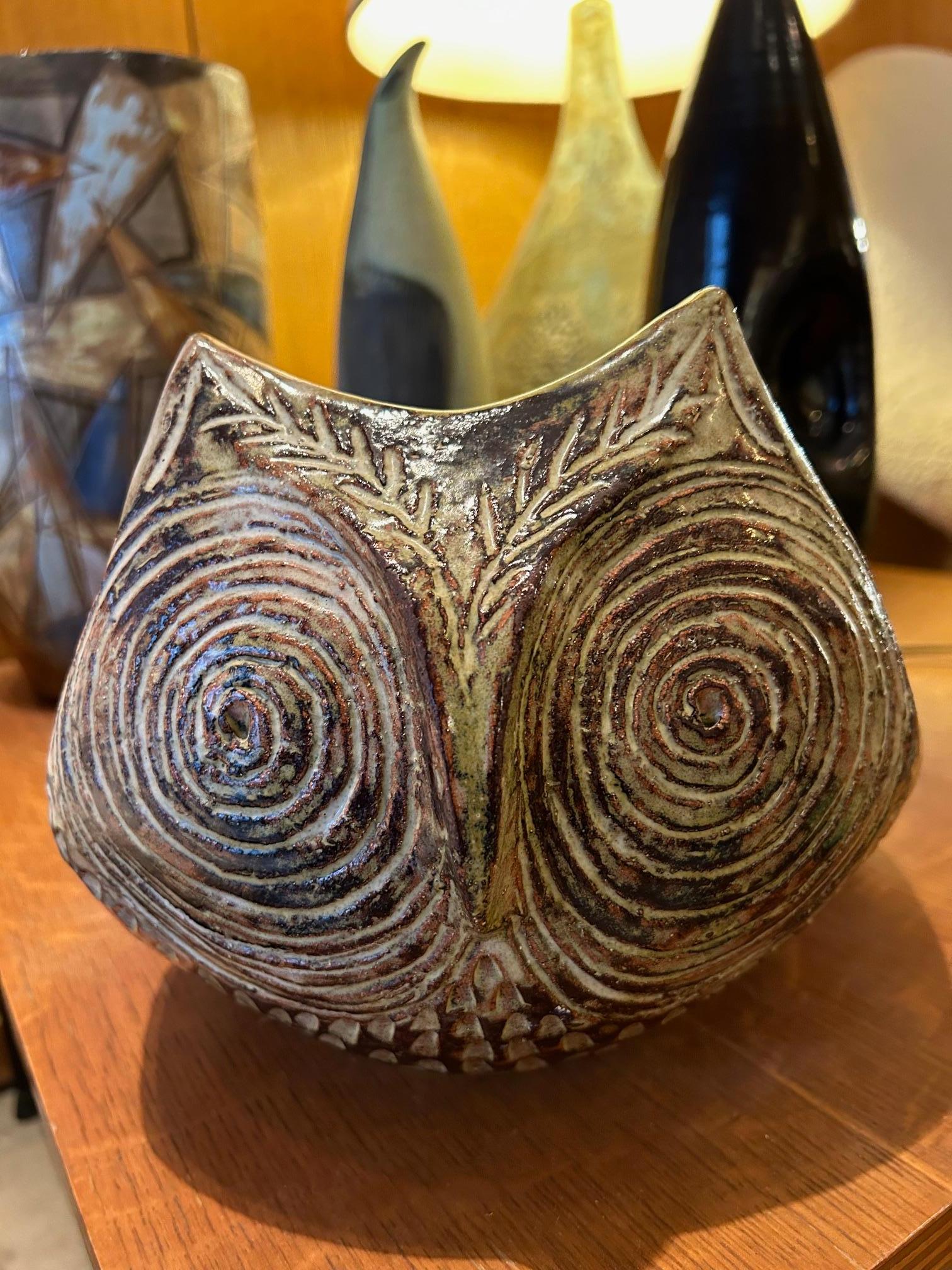 Ceramic owl vide-poche by Olivier Pettit, France, 1960's For Sale 2