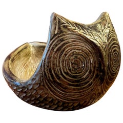 Ceramic owl vide-poche by Olivier Pettit, France, 1960's