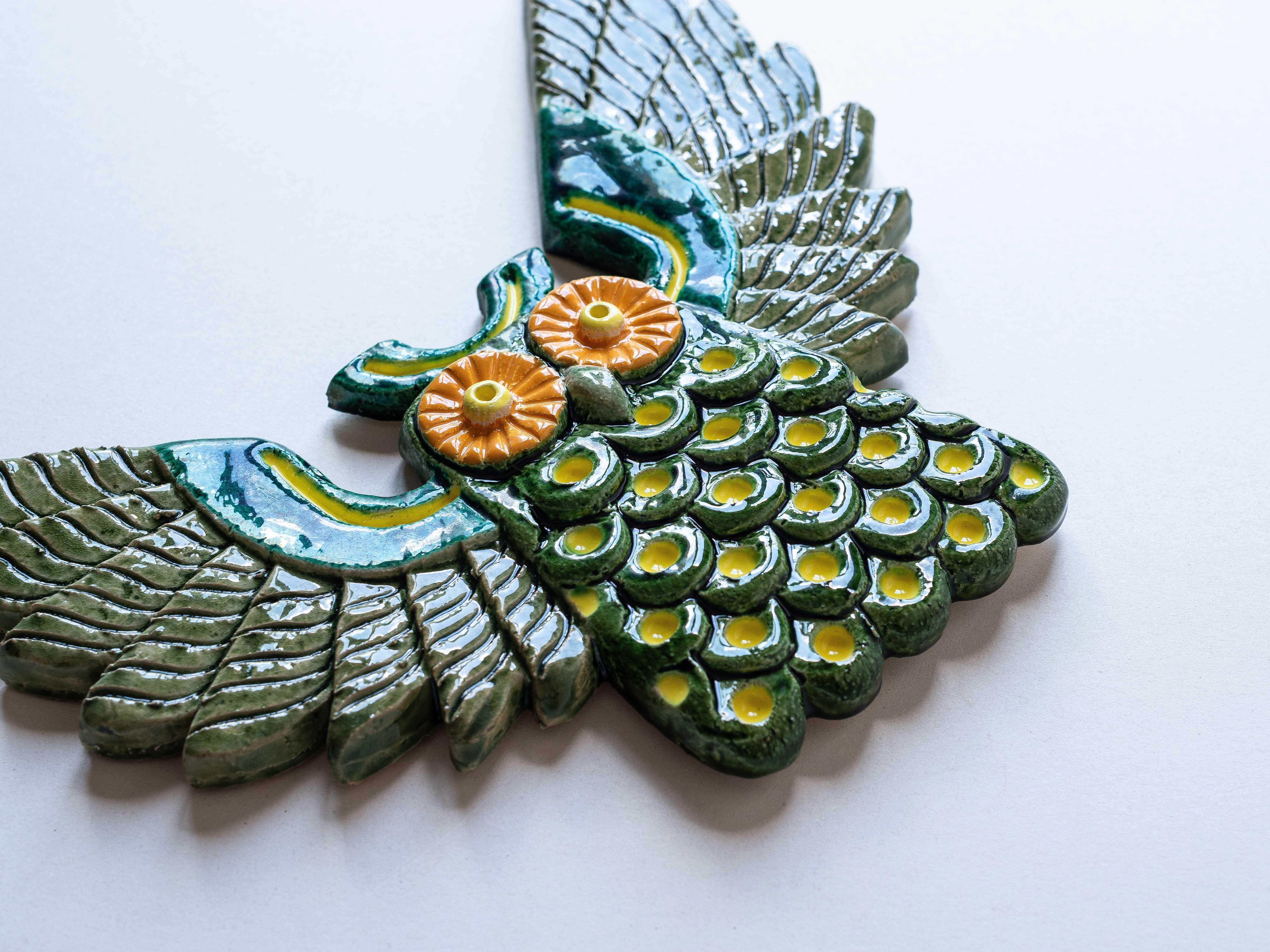 Ceramic Owl Wall-Mounted Sculpture, Mid-Century Modern from France In Good Condition In ROUEN, FR