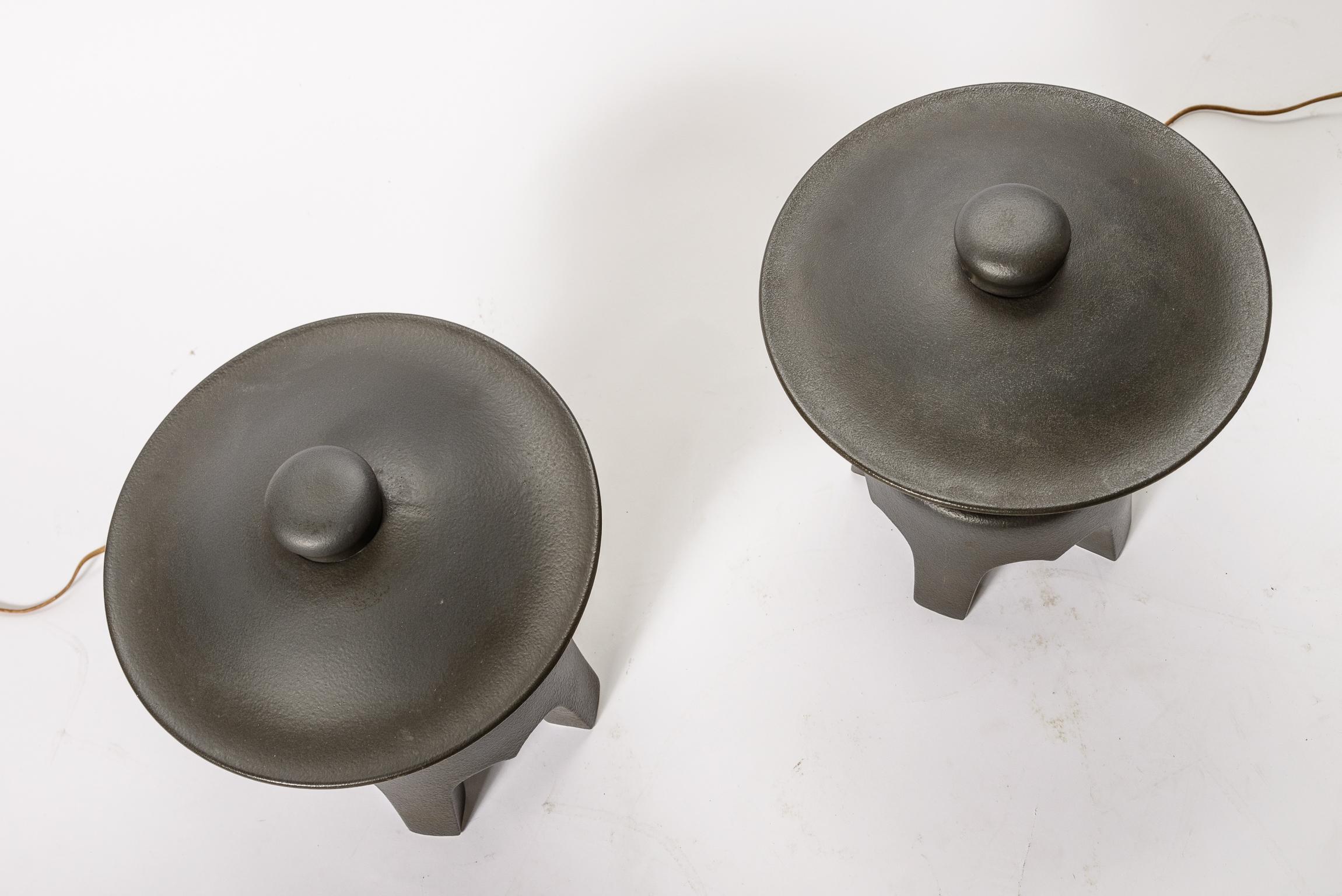 Ceramic Pagoda Lamps In Good Condition For Sale In West Palm Beach, FL