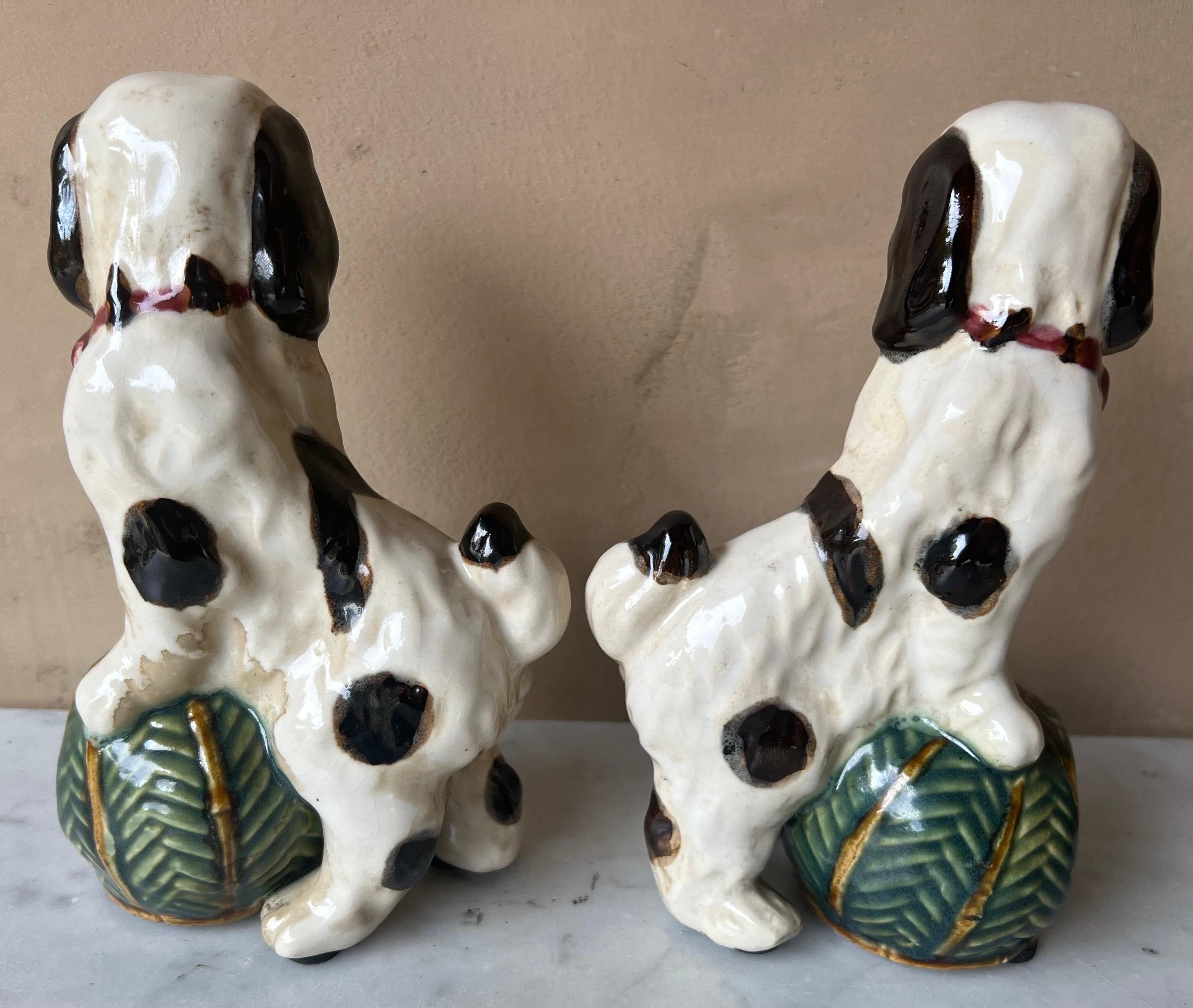 Molded Ceramic Painted English Cavalier Dog Bookends - a Pair, C. 1940s