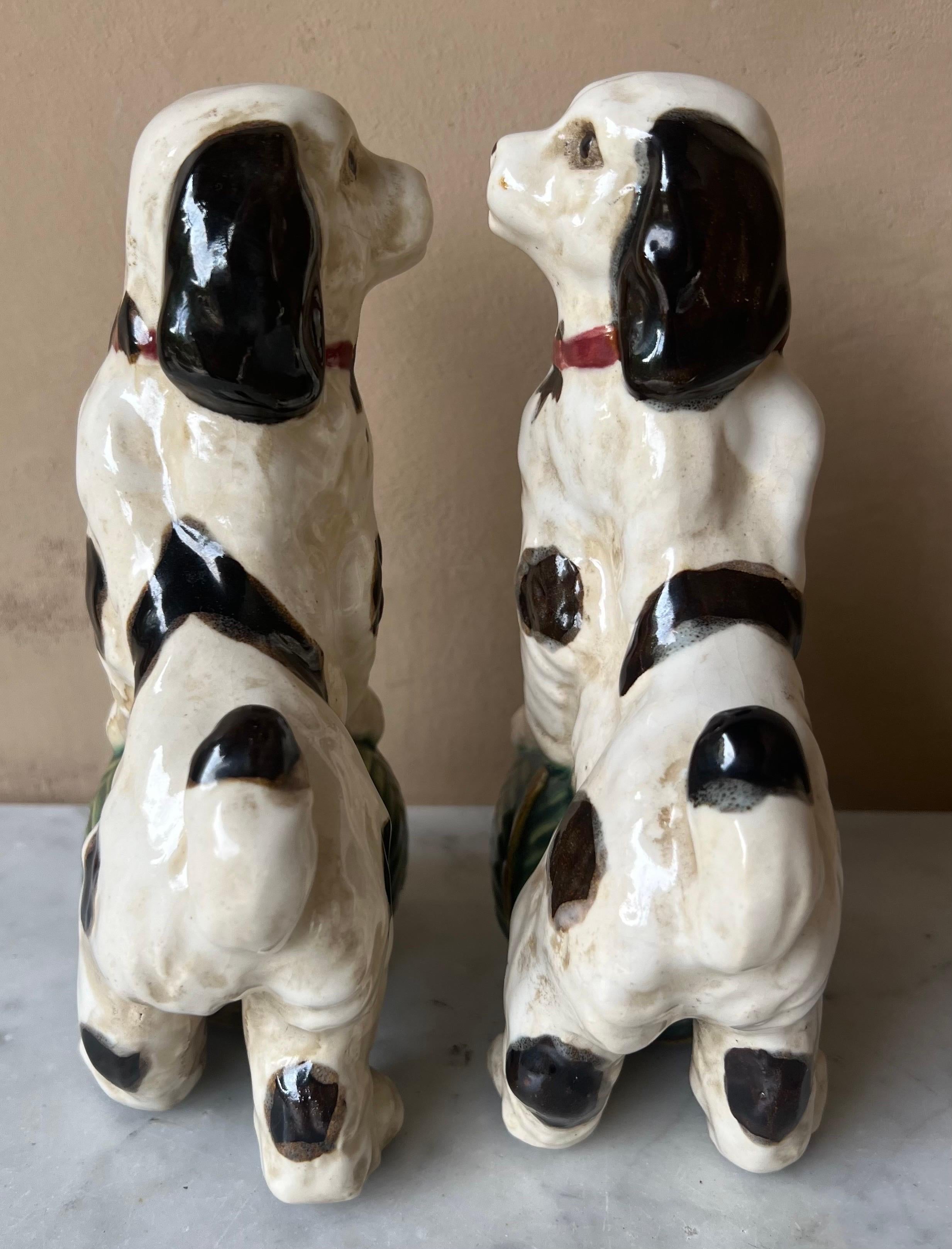 Mid-20th Century Ceramic Painted English Cavalier Dog Bookends - a Pair, C. 1940s