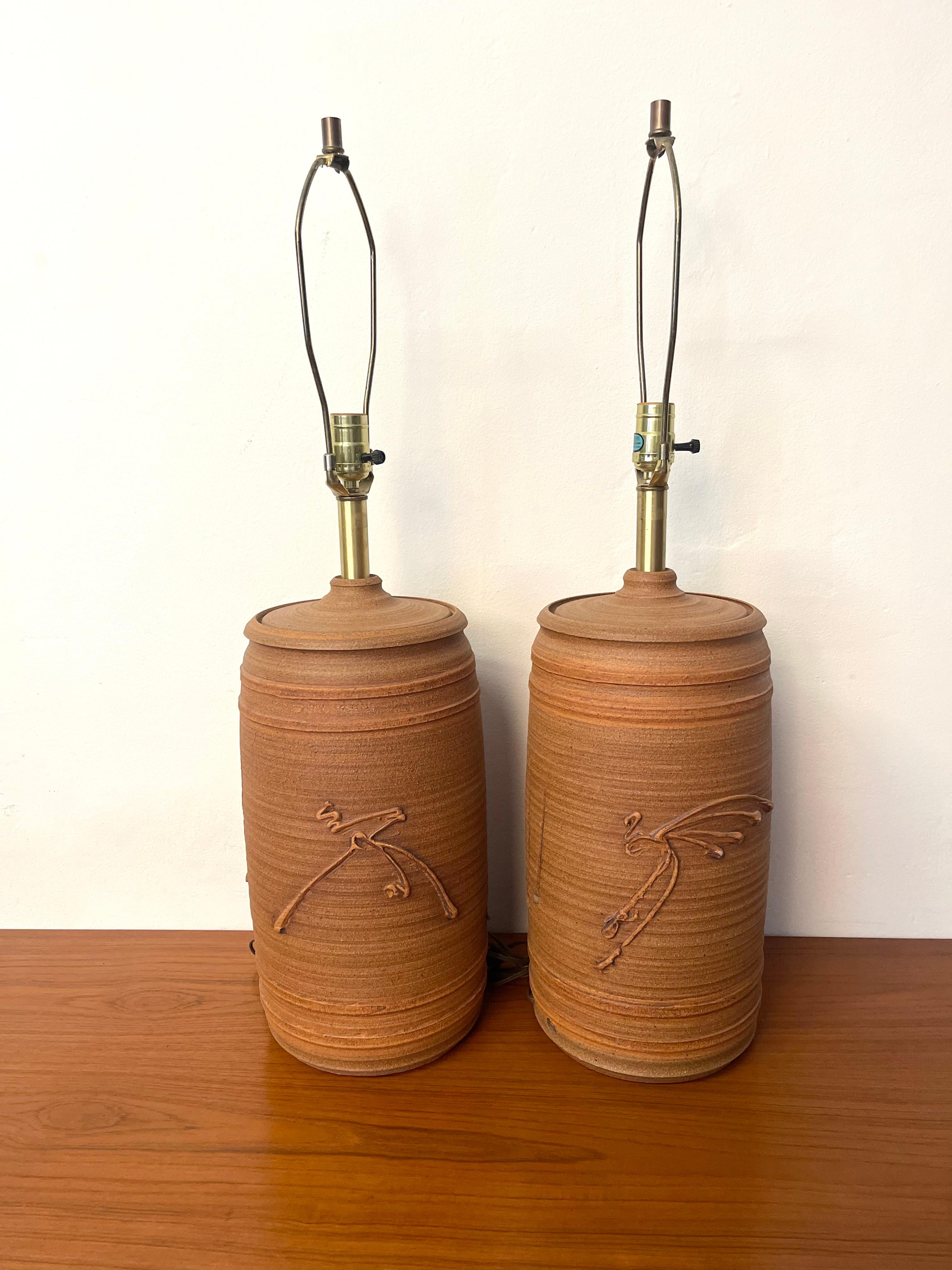Ceramic Pair of Lamps by Bob Kinzie In Good Condition For Sale In North Hollywood, CA